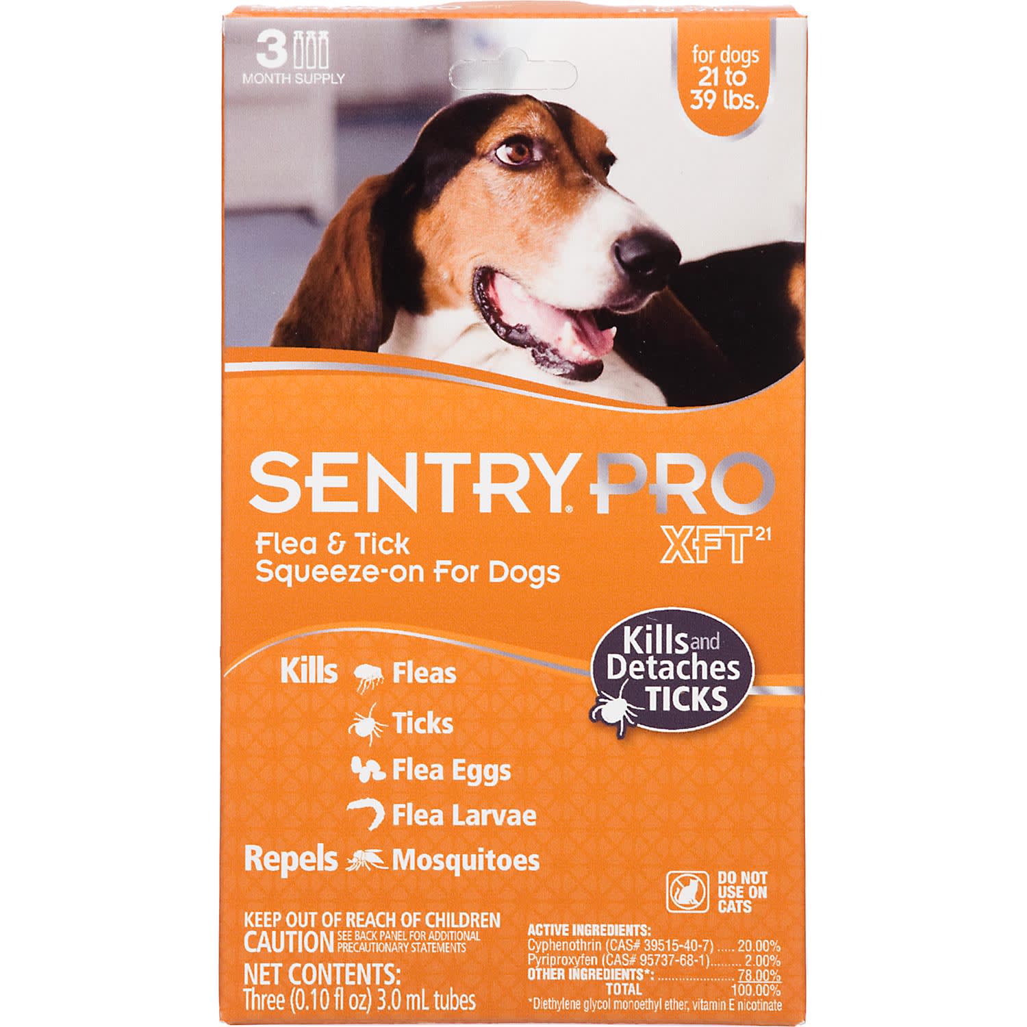 Sentry Pro XFT Squeeze On Dogs 21 to 39 lbs. Flea Tick Treatment