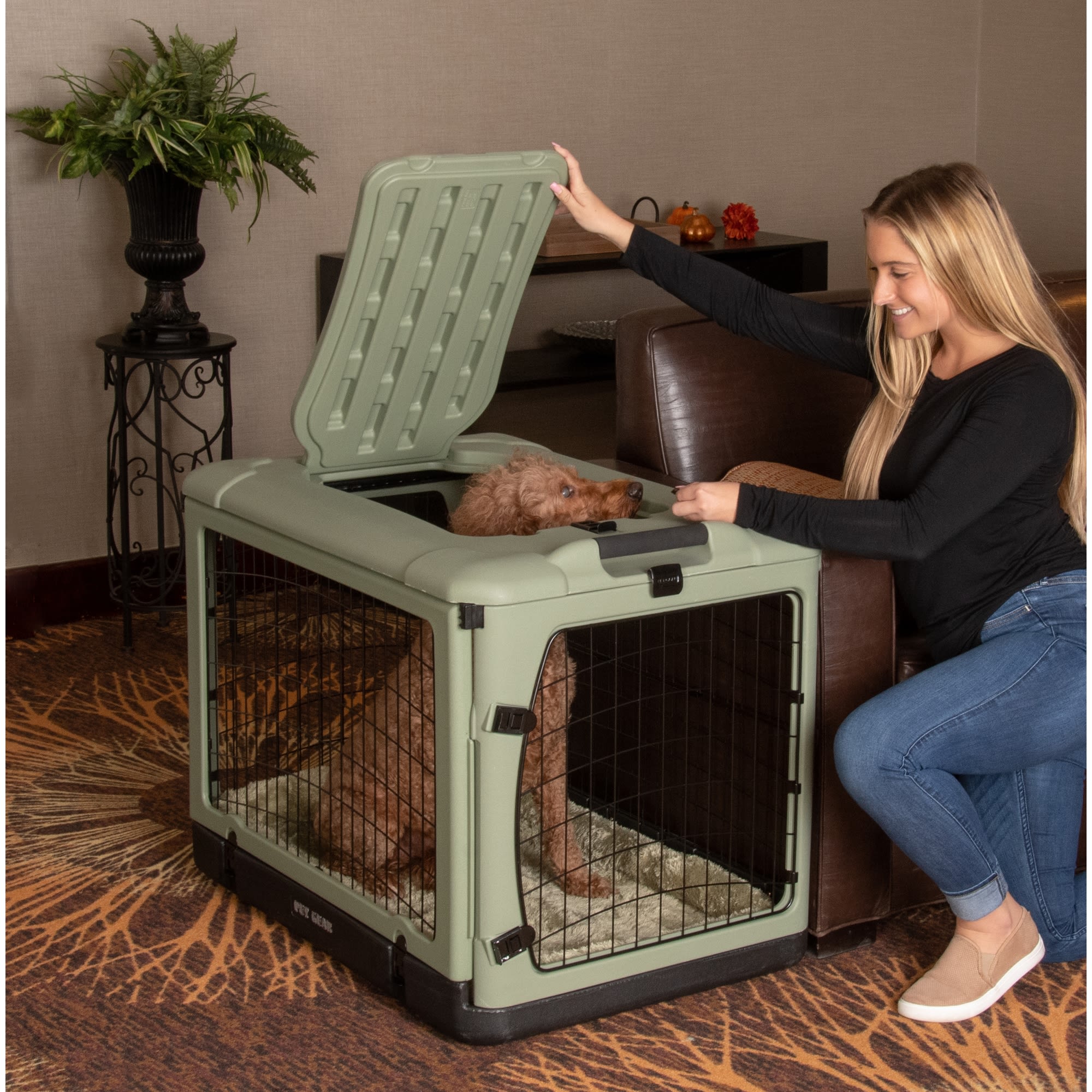 Pet gear the other door steel crate & fleece pad best sale