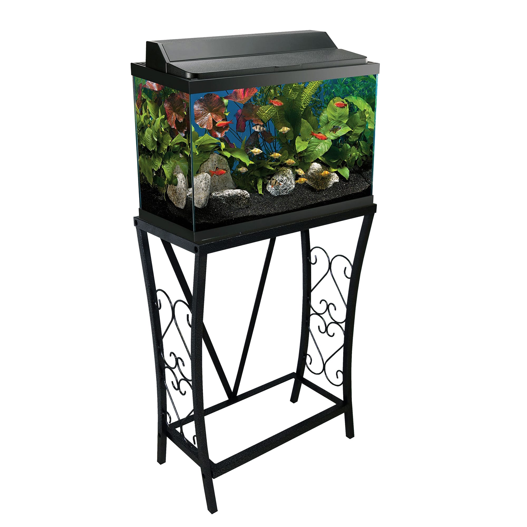 Aquatic Fundamentals Black Scroll Aquarium Stand - for 10 Gallon Aquariums