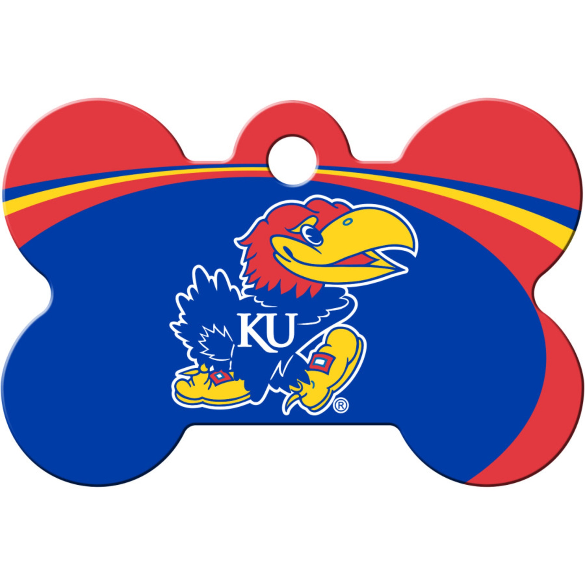 Quick-Tag Kansas Jayhawks NCAA Bone Personalized Engraved Pet ID Tag, Large, Blue