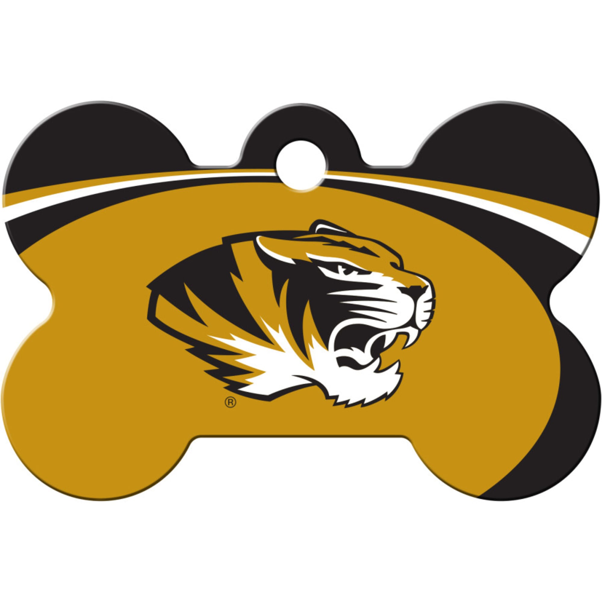 Quick-Tag Missouri Tigers NCAA Bone Personalized Engraved Pet ID Tag, Large, Black