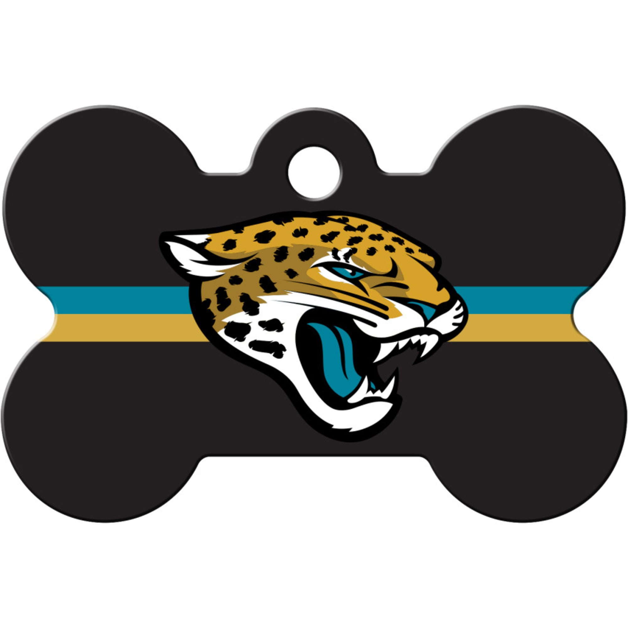 Quick-Tag Jacksonville Jaguars NFL Bone Personalized Engraved Pet ID Tag, Large, Black