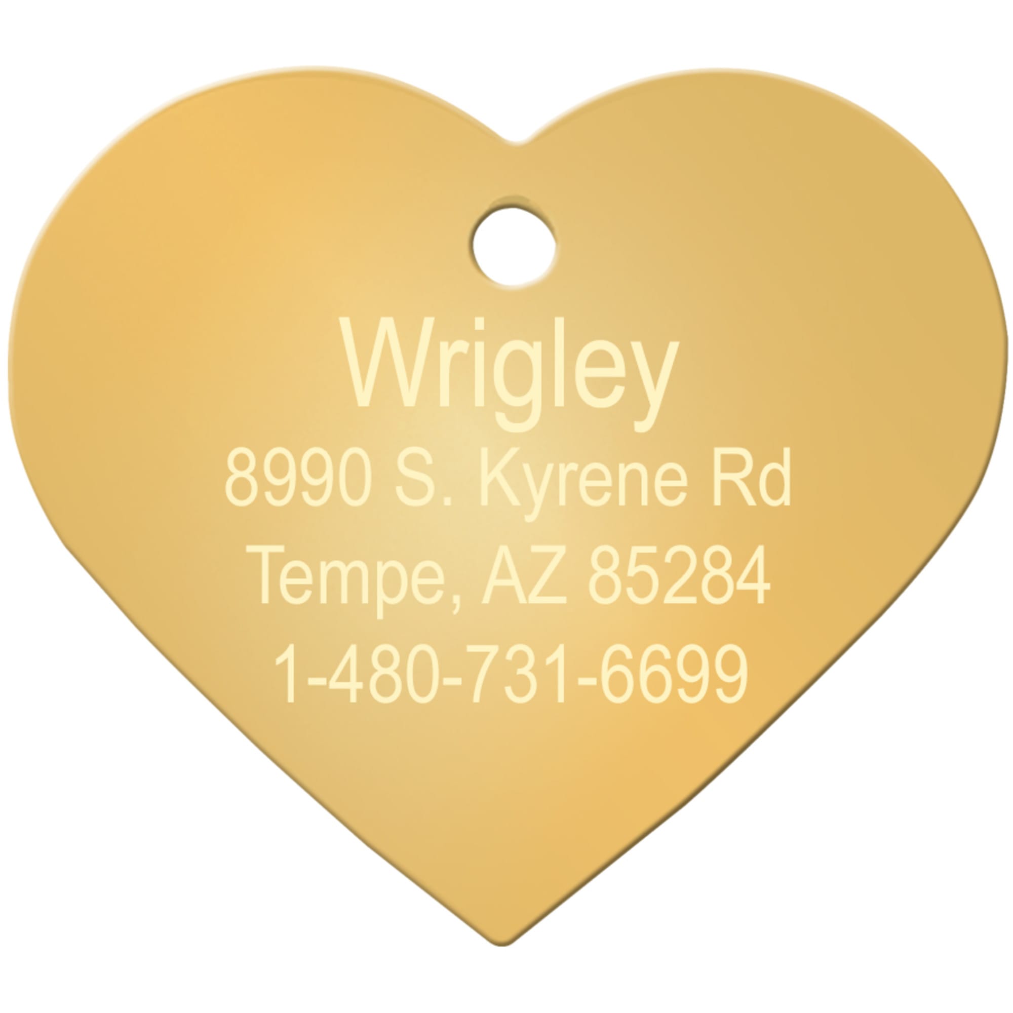 Gold heart dog store tag