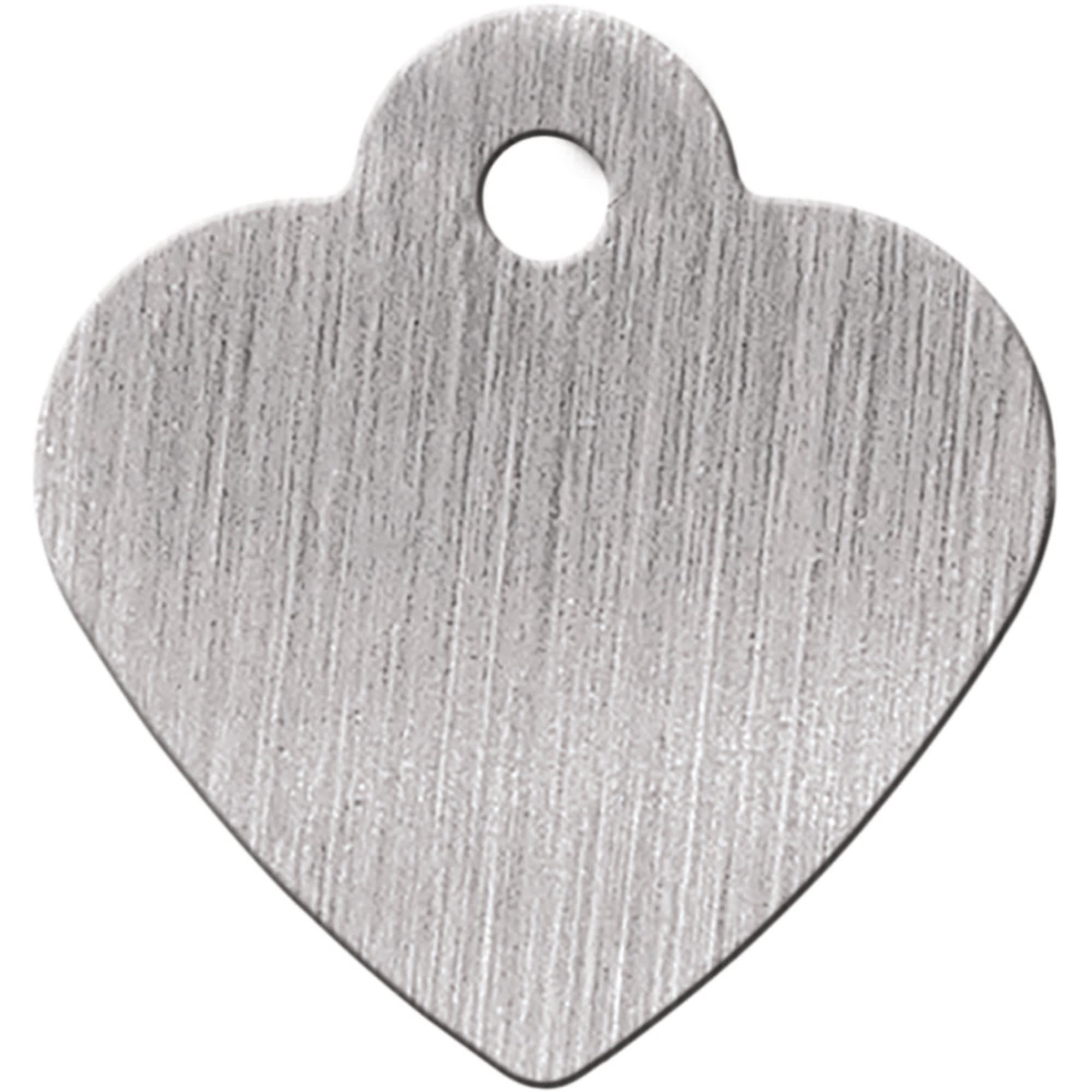 Quick-Tag Small Brushed Chrome Heart Personalized Engraved Pet ID Tag