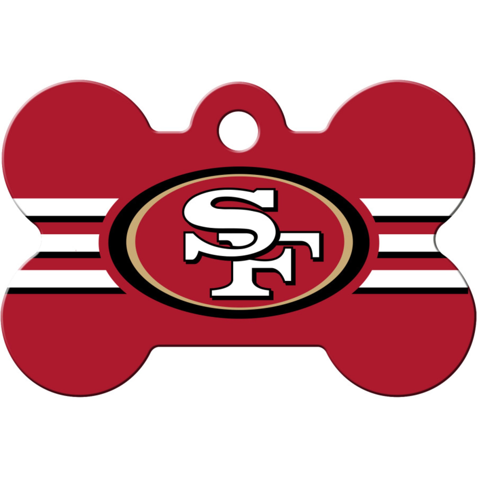 Quick-Tag San Francisco 49ers NFL Bone Personalized Engraved Pet ID Tag,  Large