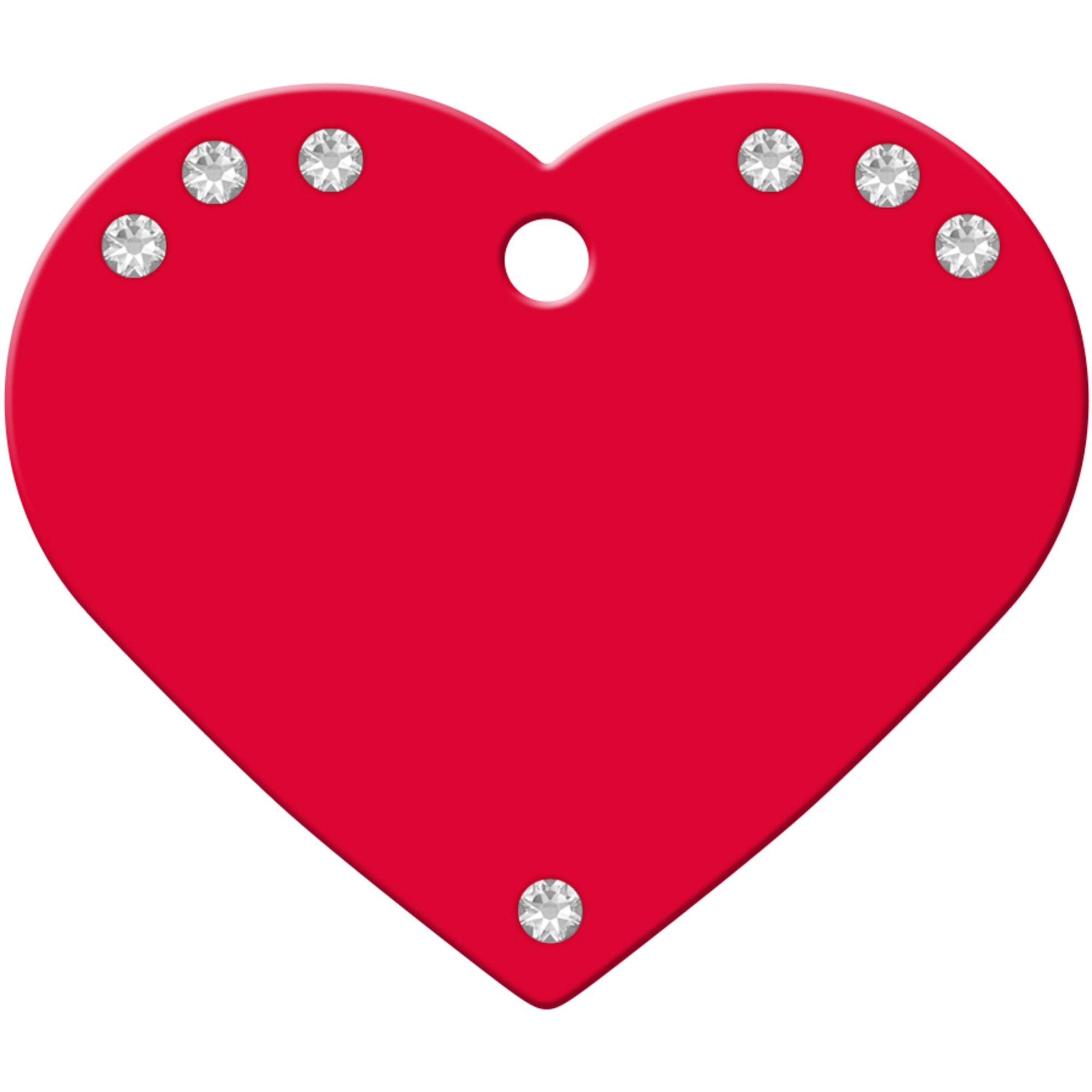 Quick-Tag Large Clear Crystal Red Heart Personalized Engraved Pet ID Tag