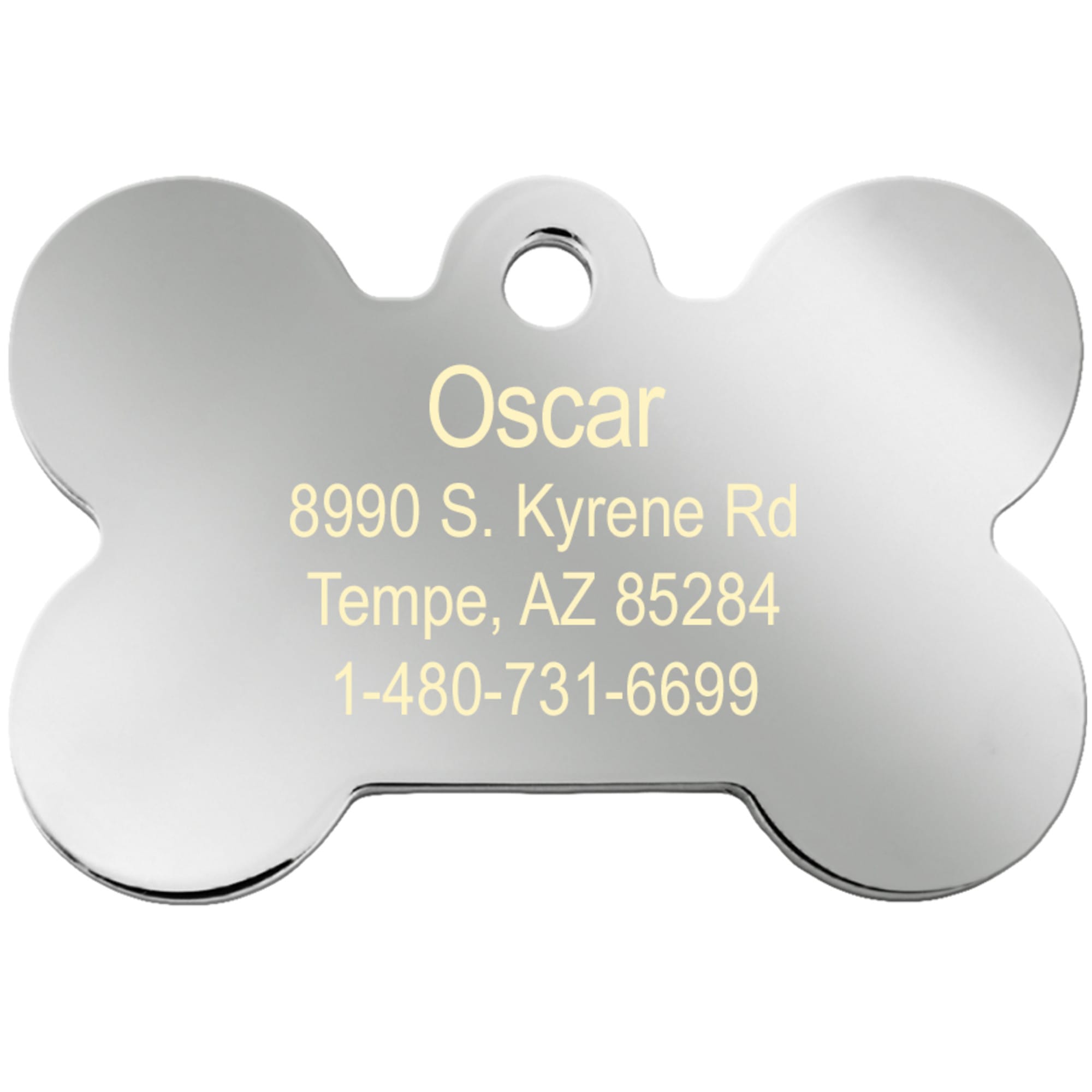 Quick Tag Large Chrome Bone Personalized Engraved Pet Id Tag Petco