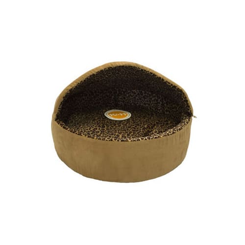 K&H Tan Leopard ThermoKitty Bed Deluxe Heated Cat Bed, 16" L x 16" W