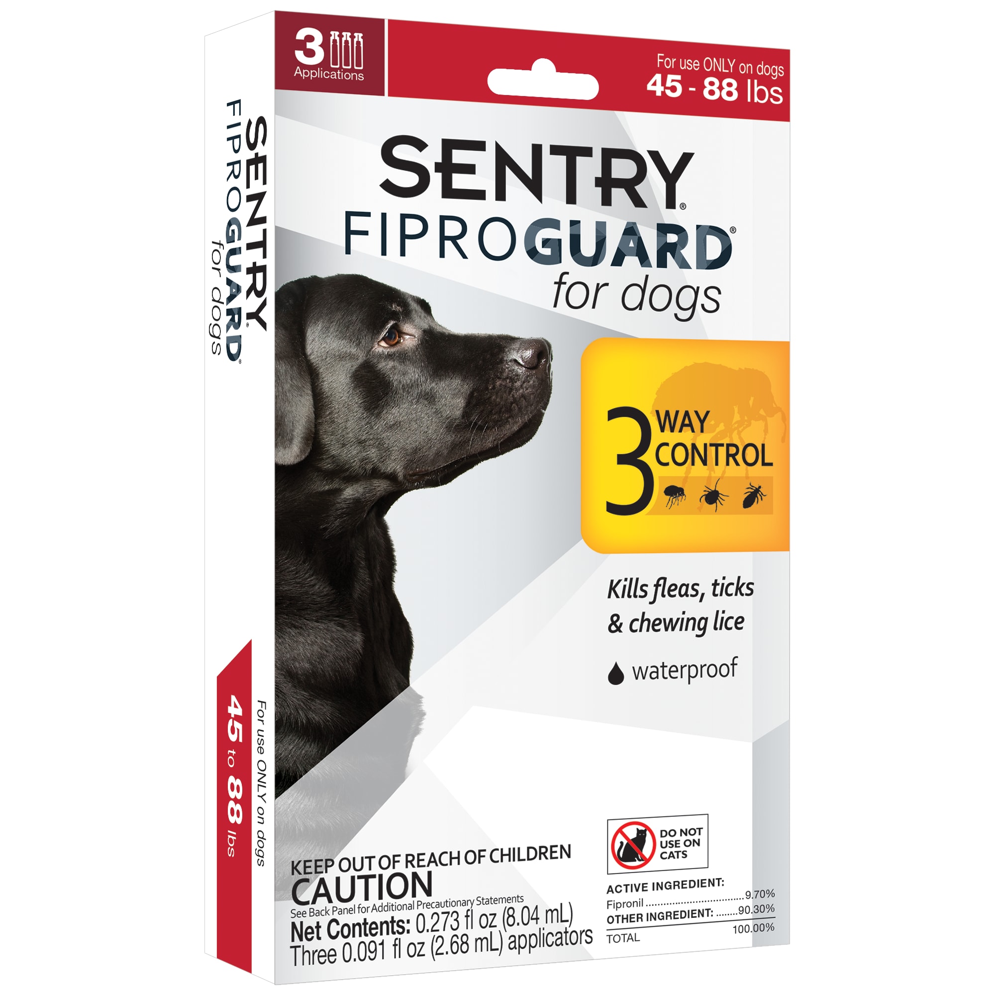 Sentry Fiproguard Dog Puppies 45 To 88 Lbs Topical Flea Tick Treatment Pack Of 3 Petco