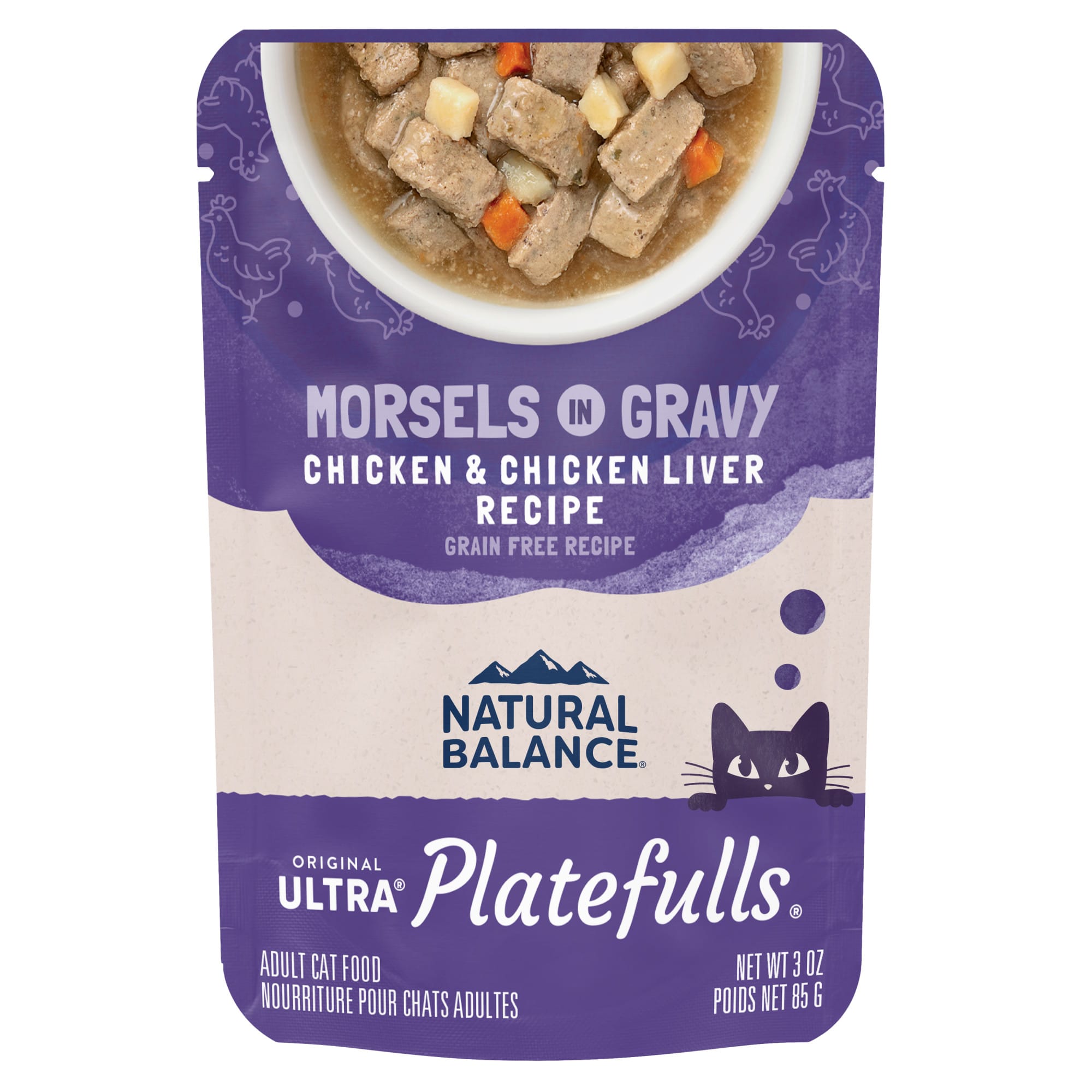 Natural Balance Platefulls Chicken Chicken Liver in Gravy Indoor Formula Adult Wet Cat Food 3 oz. Case of 24