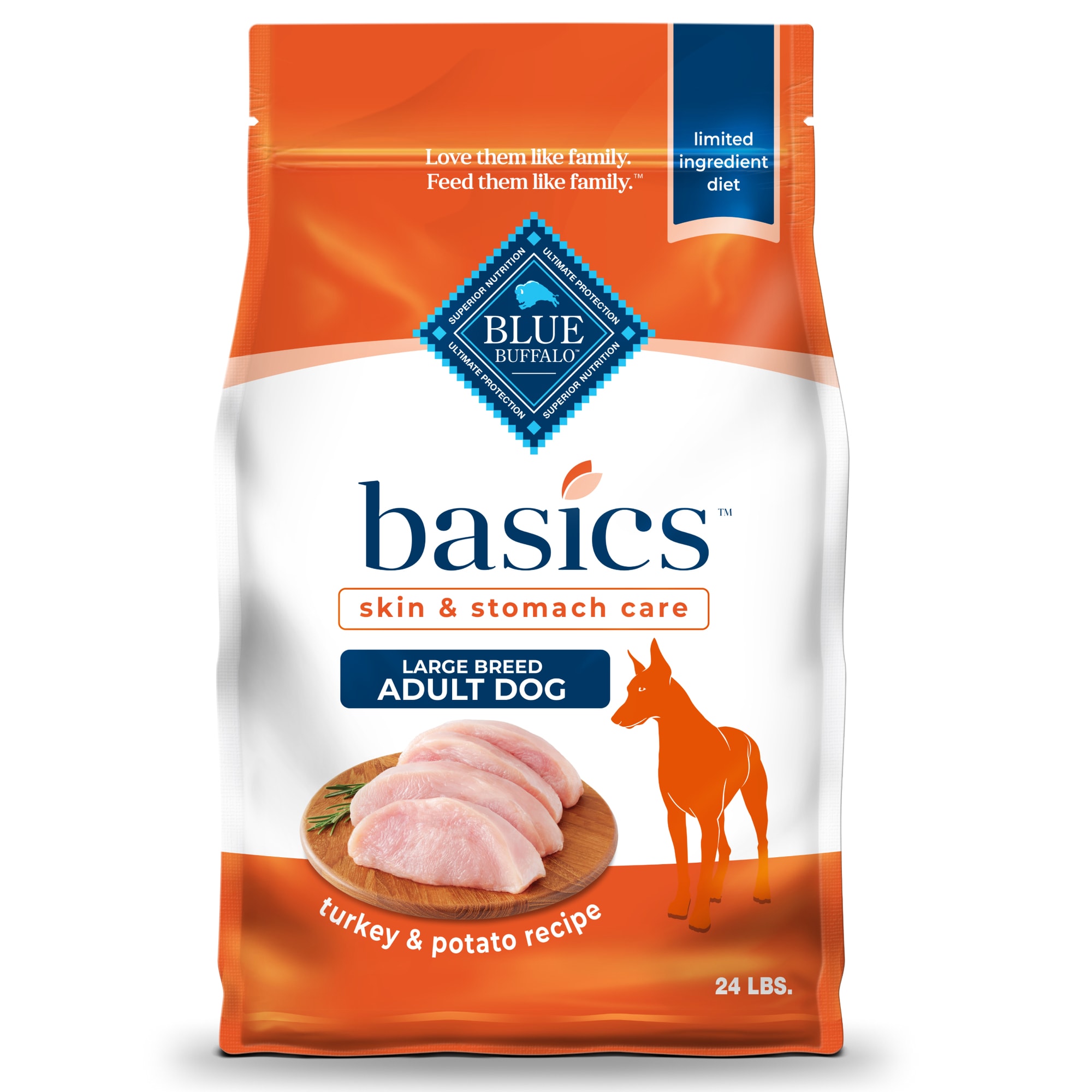 Blue Buffalo Basics Grain Free Limited Ingredient Diet Turkey Large Breed Adult Dry Dog Food 24 lbs. Petco