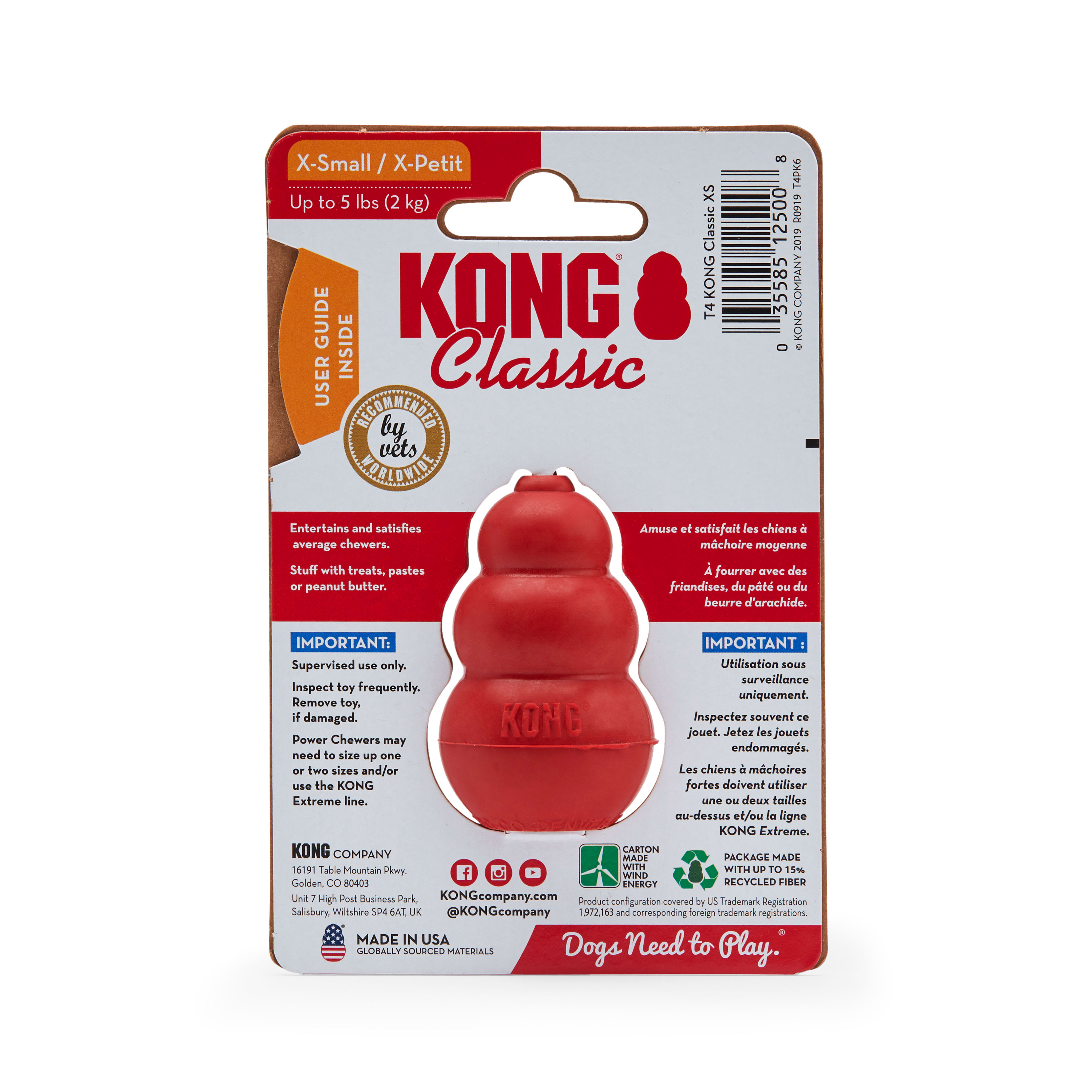 KONG Classic Dog Toy, X-Small, Red