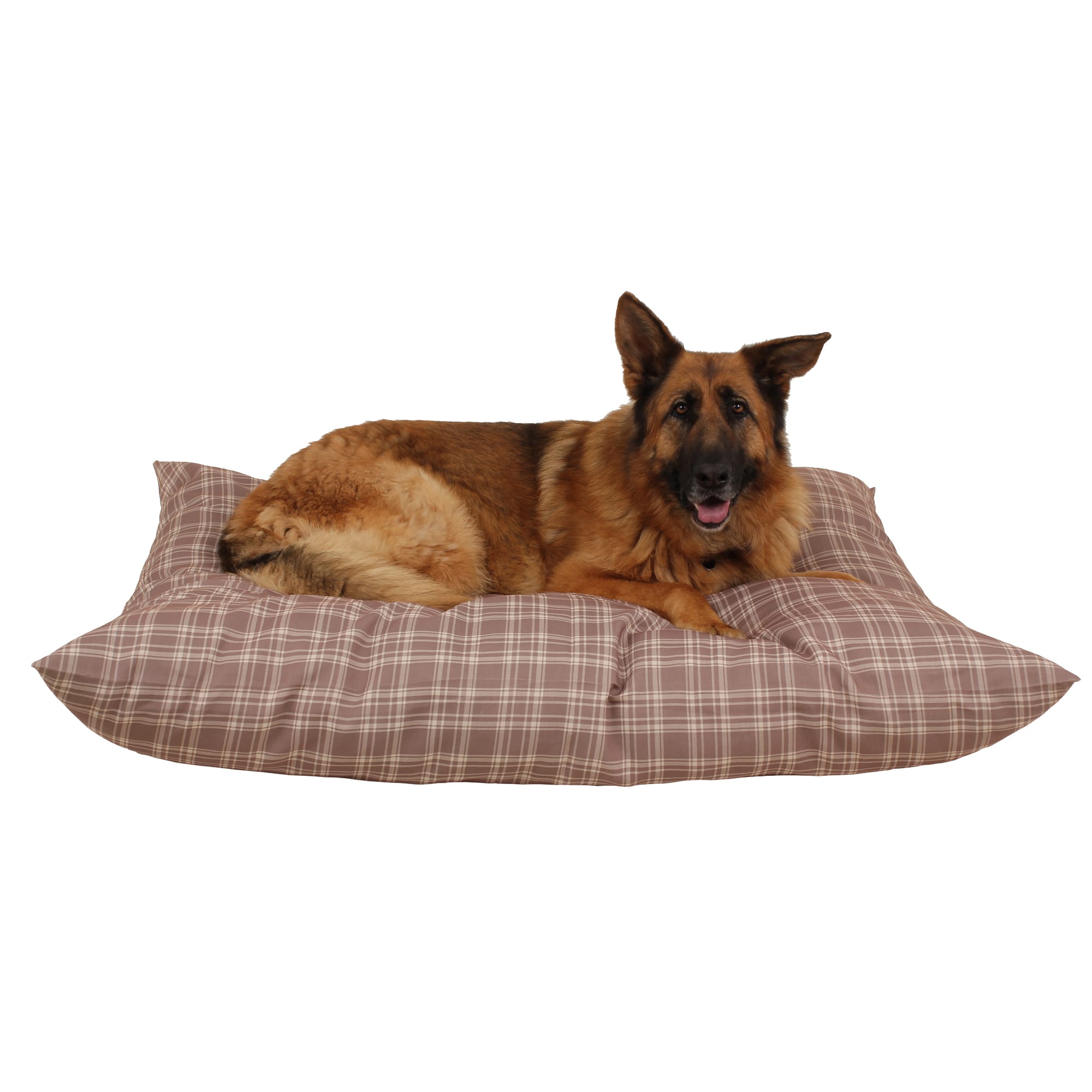 Carolina Pet Company Indoor Outdoor Shebang Dog Bed, 54 L X 44 W X 4 H, Tan Plaid, Large, White