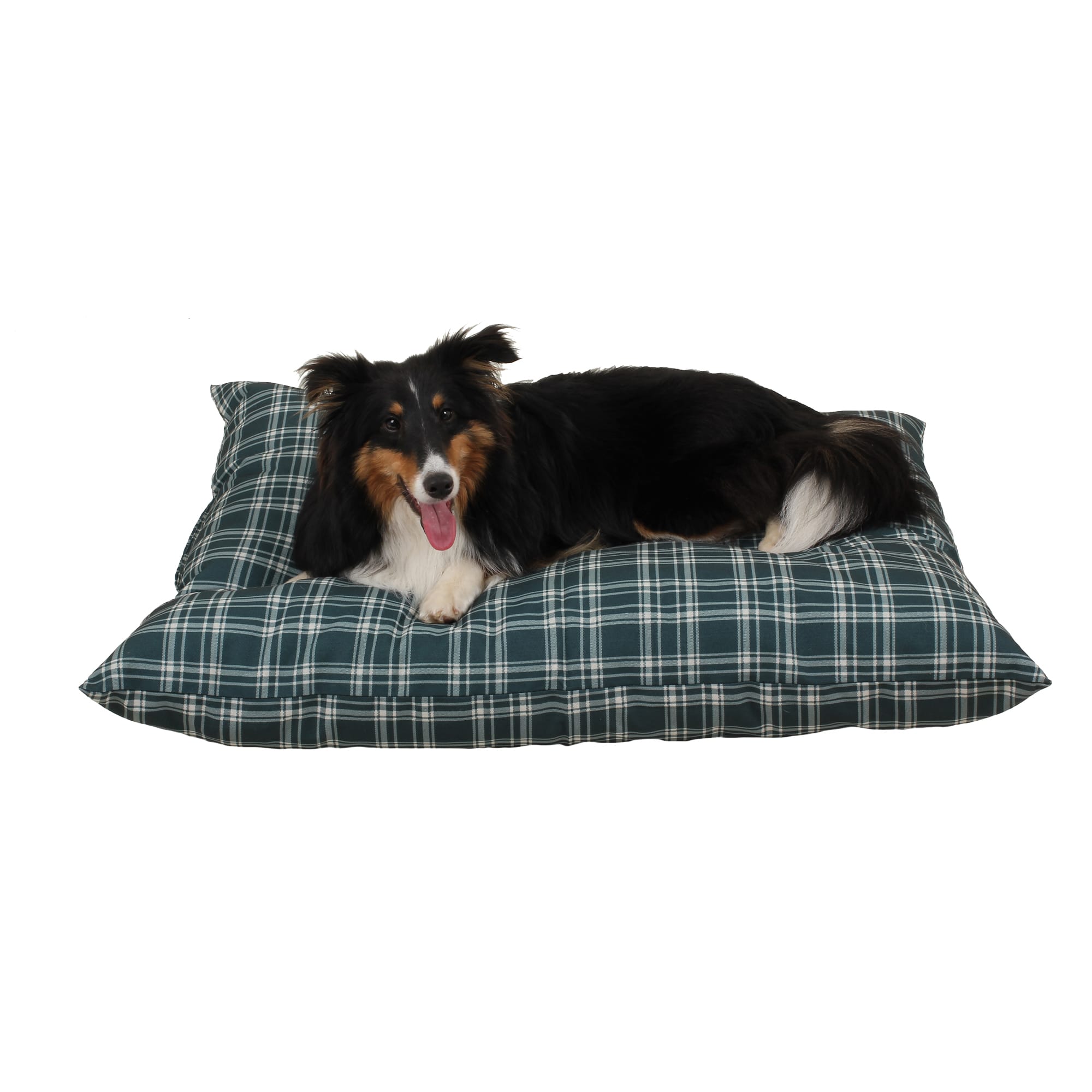 Carolina Pet Company Indoor Outdoor Shebang Dog Bed, 36 L X 27 W X 4 H, Green Plaid, Small