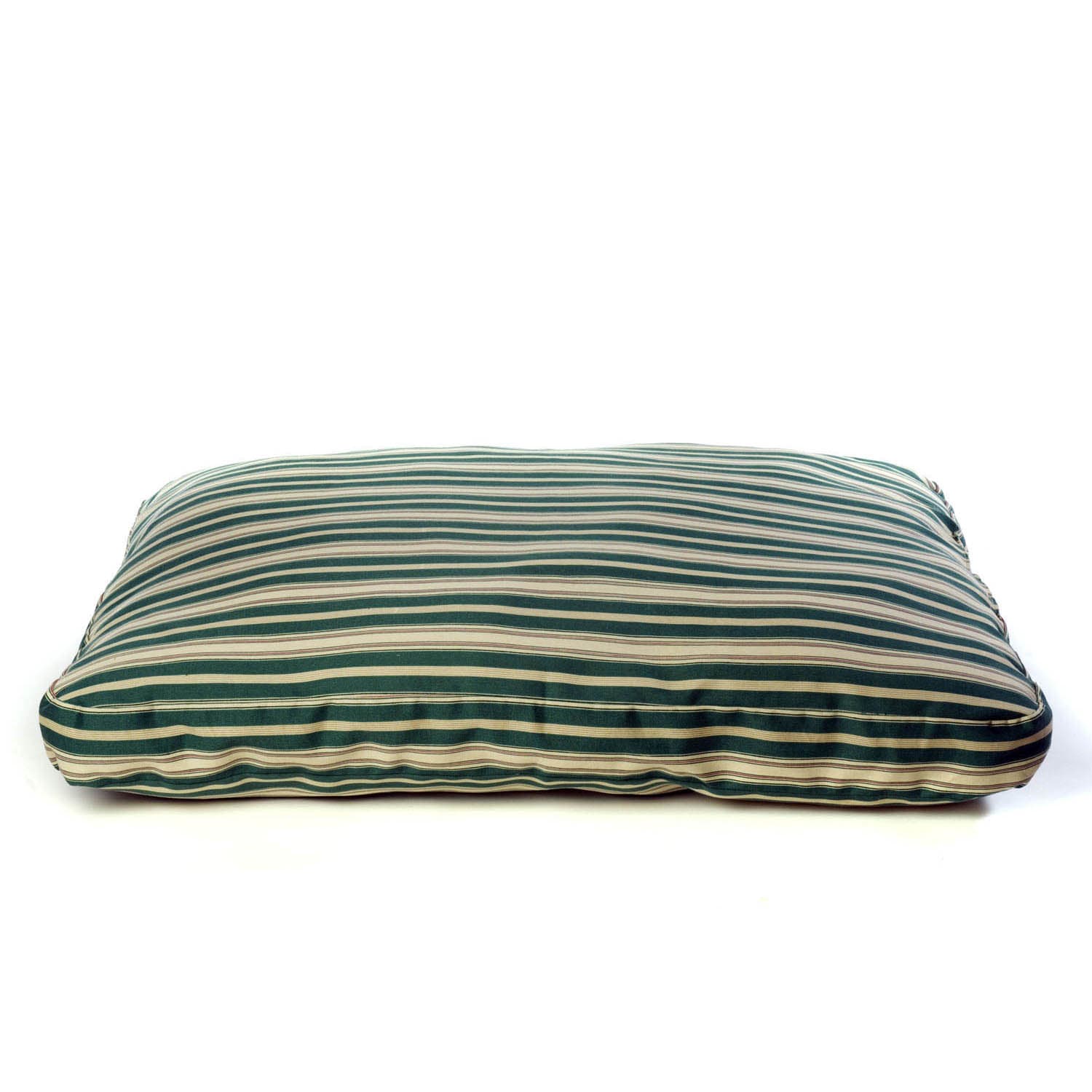 Carolina Pet Company Indoor Outdoor Jamison Faux Gusset Dog Bed, 42 L X 30 W X 4 H, Green Striped, Medium