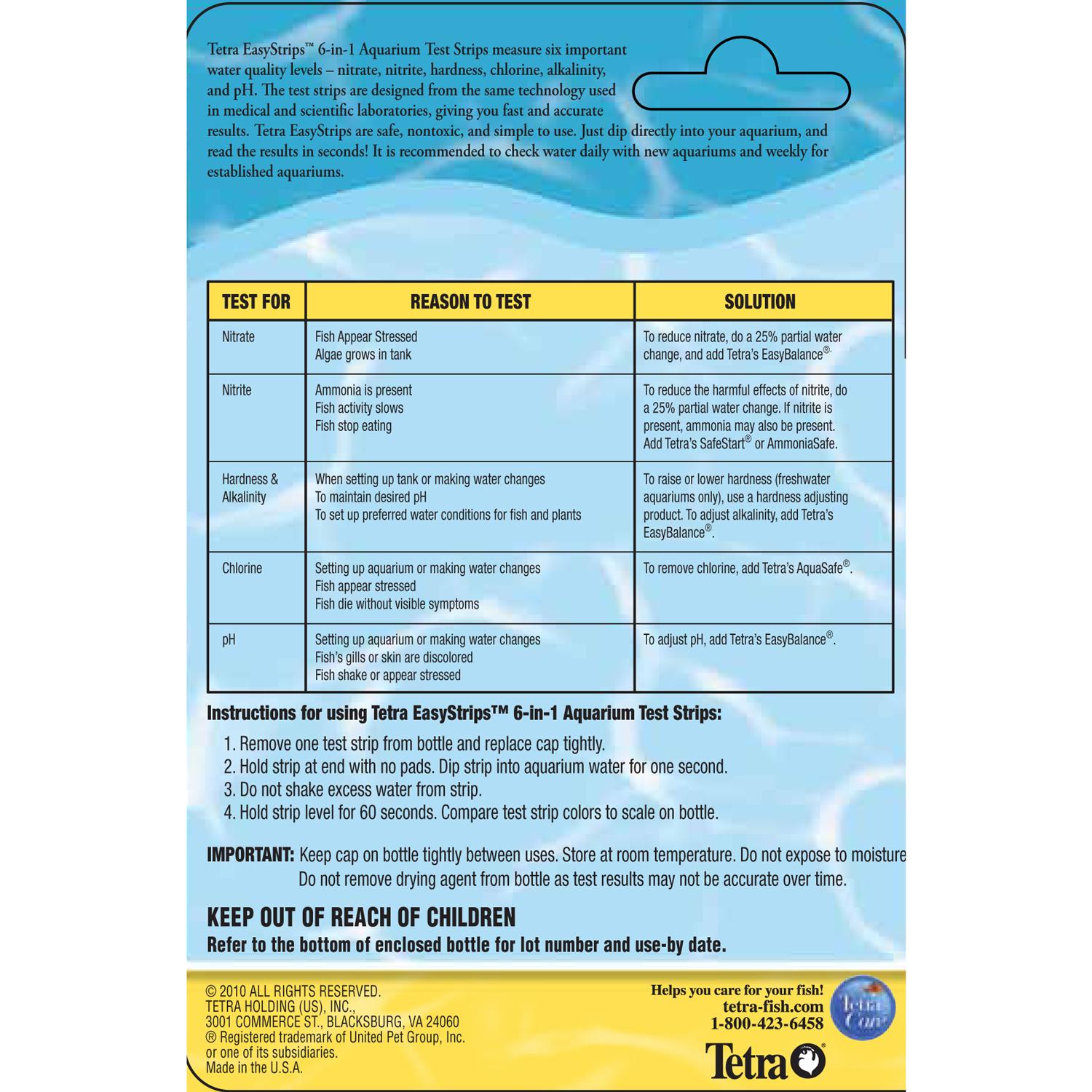 Tetra water test outlet strips