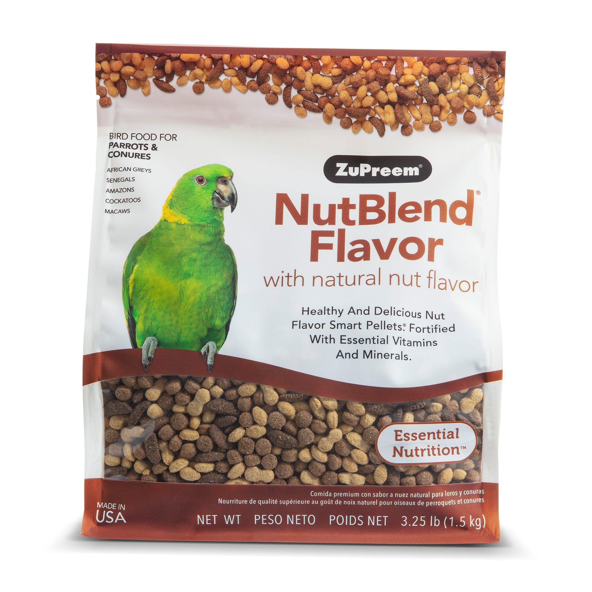 ZuPreem AvianMaintenance NutBlend Premium Bird Diet for Medium Large Birds 3.25 lbs