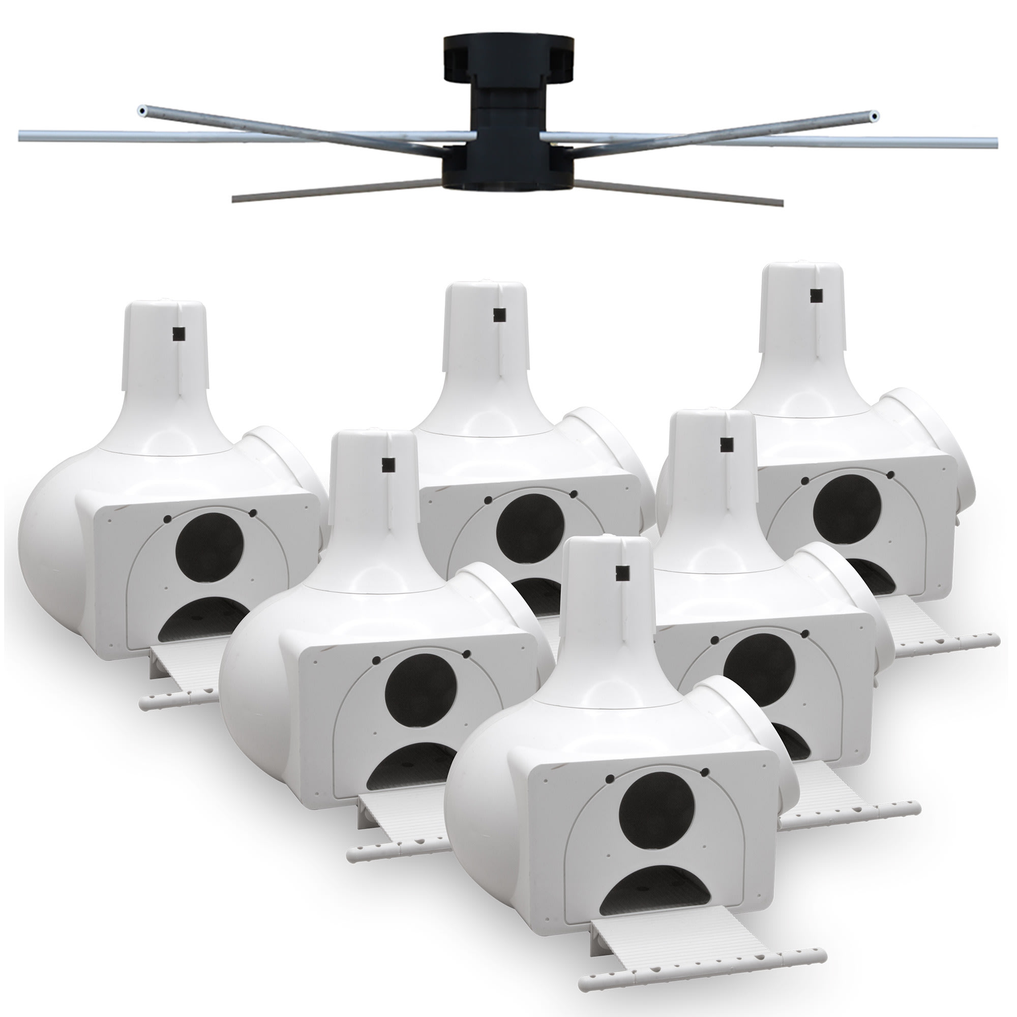 S&K Manufacturing BO9 Gourds House with Rack for Birds, Pack of 6, 8.56 LBS, Off-White / Grey