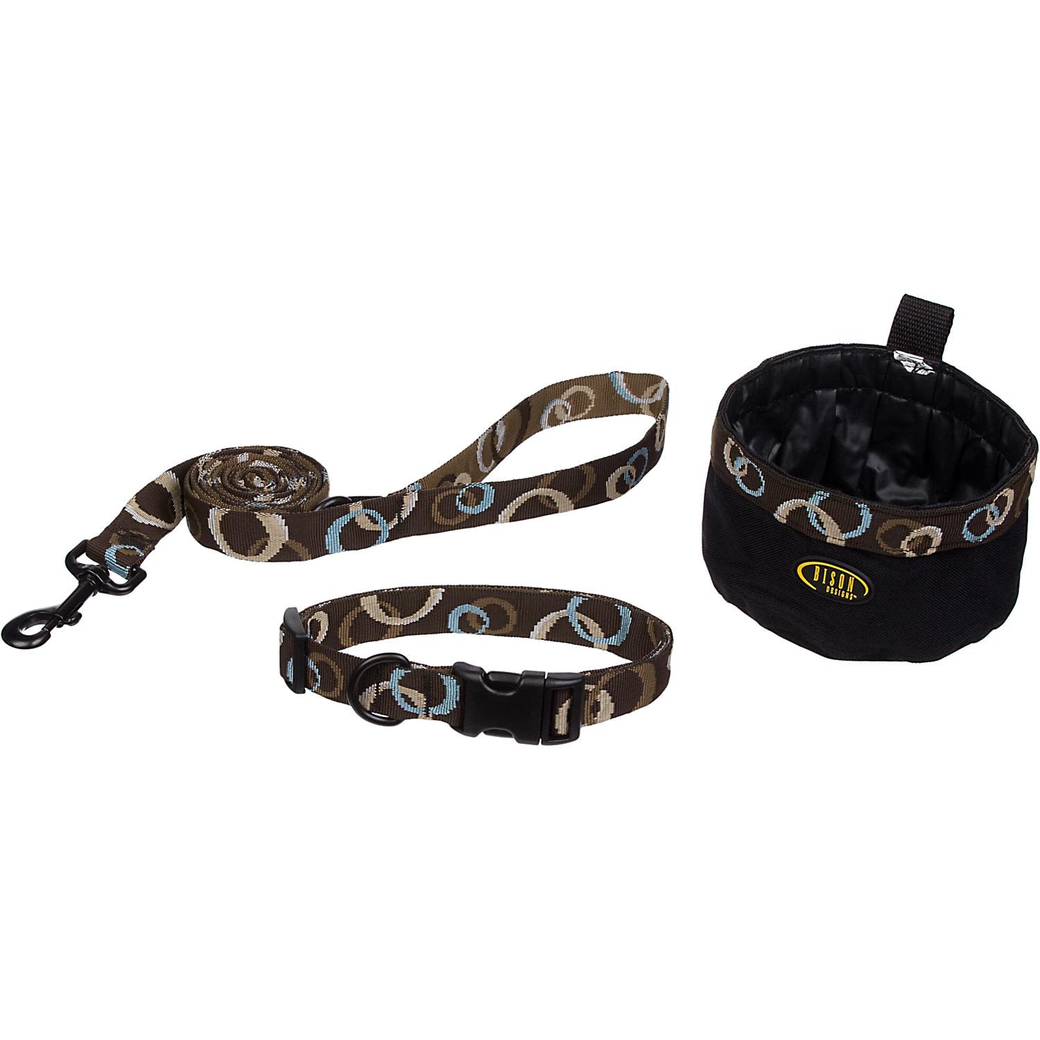 Bison Pet Dog 3-Piece Set in Mocha, X-Small, Black