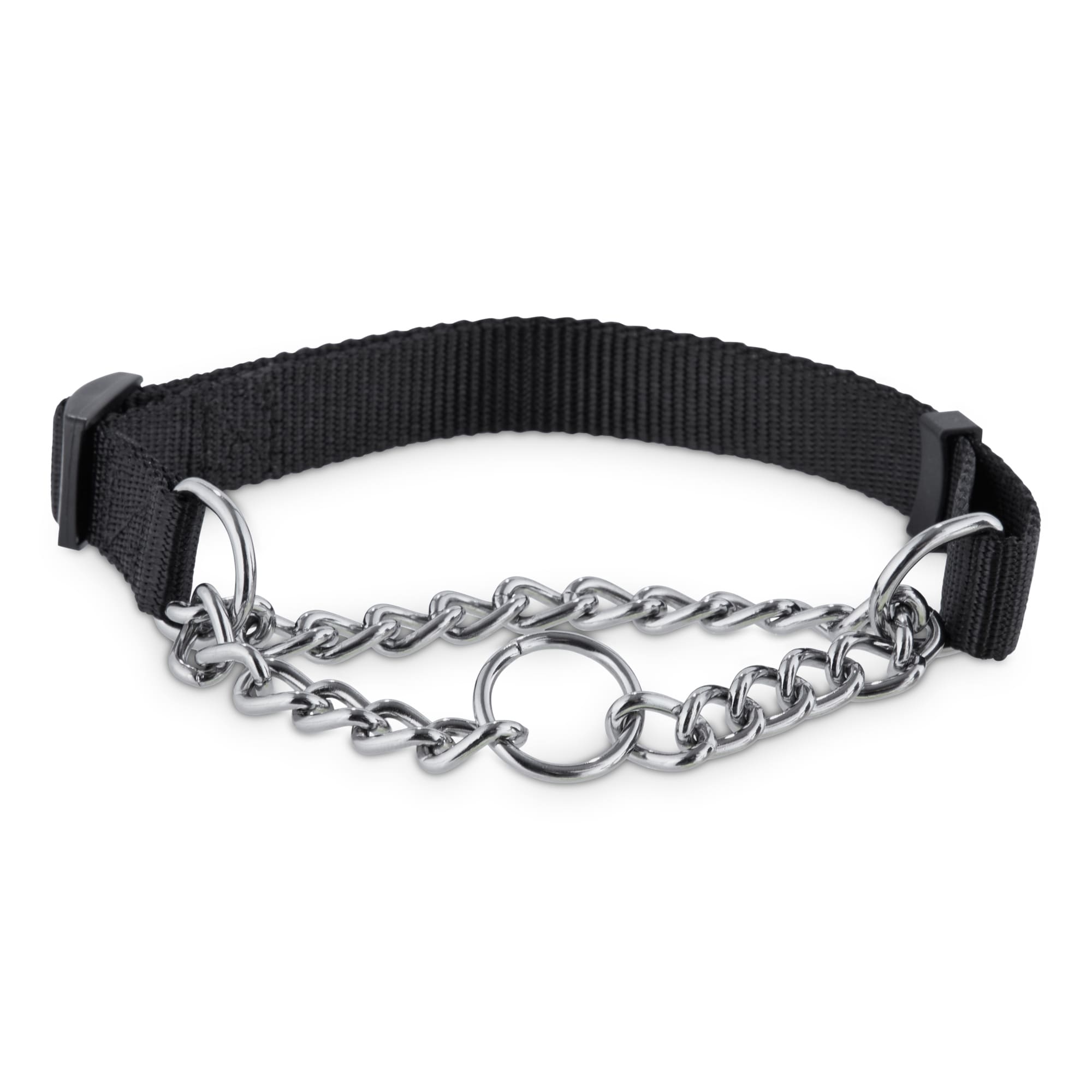 Black Leather Collar Chain Choker w/ 3 Large Rings