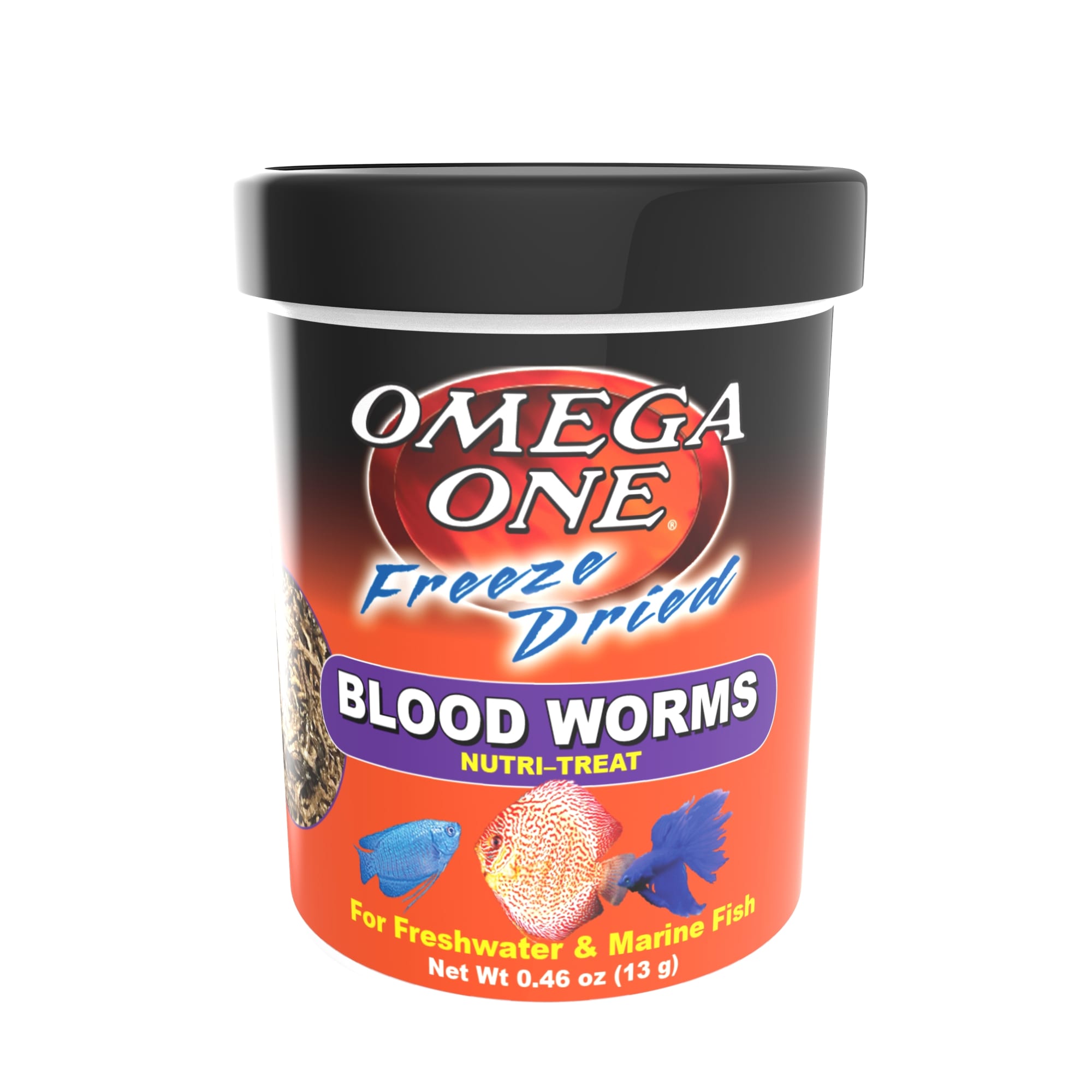 Omega One Freeze Dried Blood Worms, .46 oz.