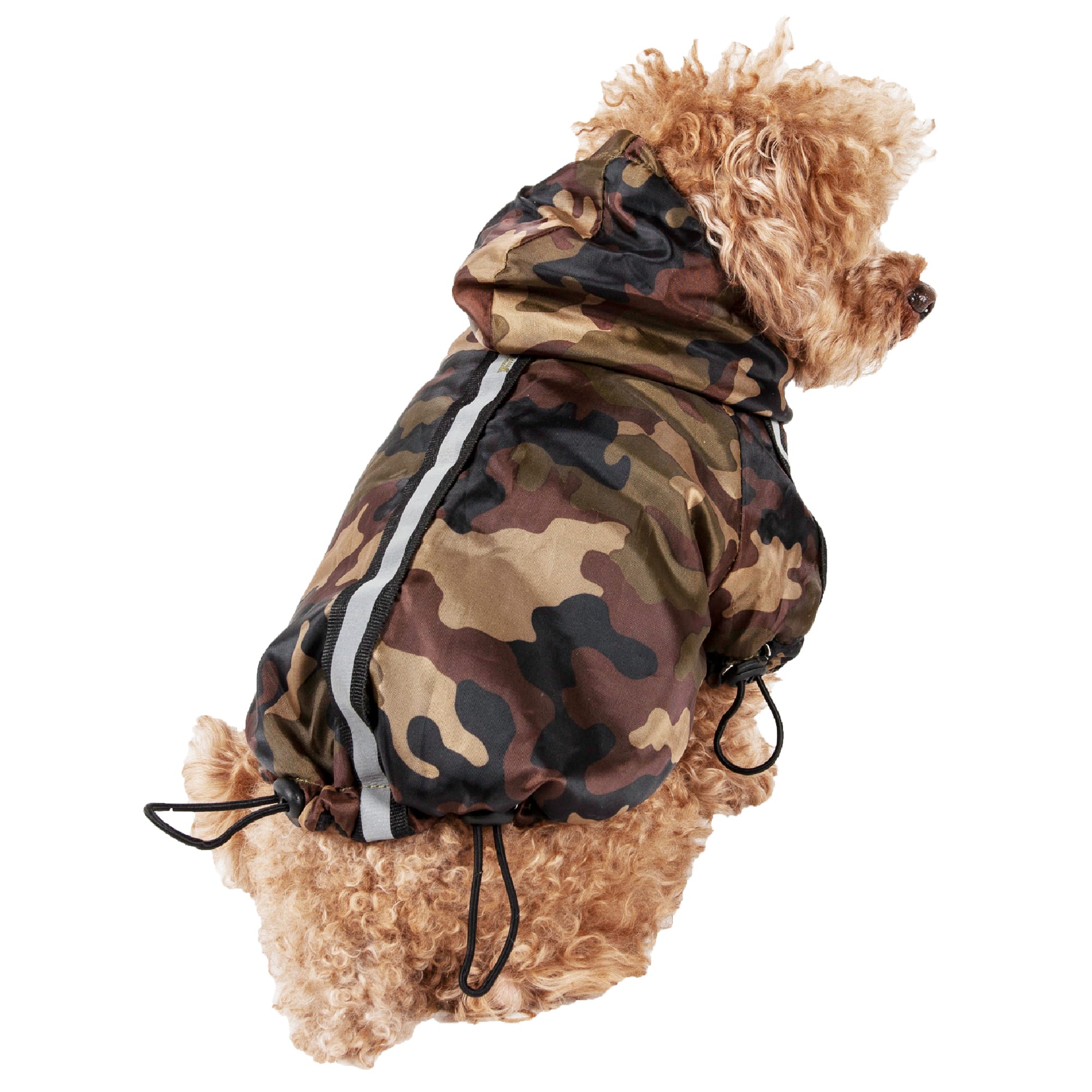 Pet Life Camouflage Reflecta-Sport Adjustable Reflective Weather-Proof Pet Rainbreaker Jacket, Medium, Green