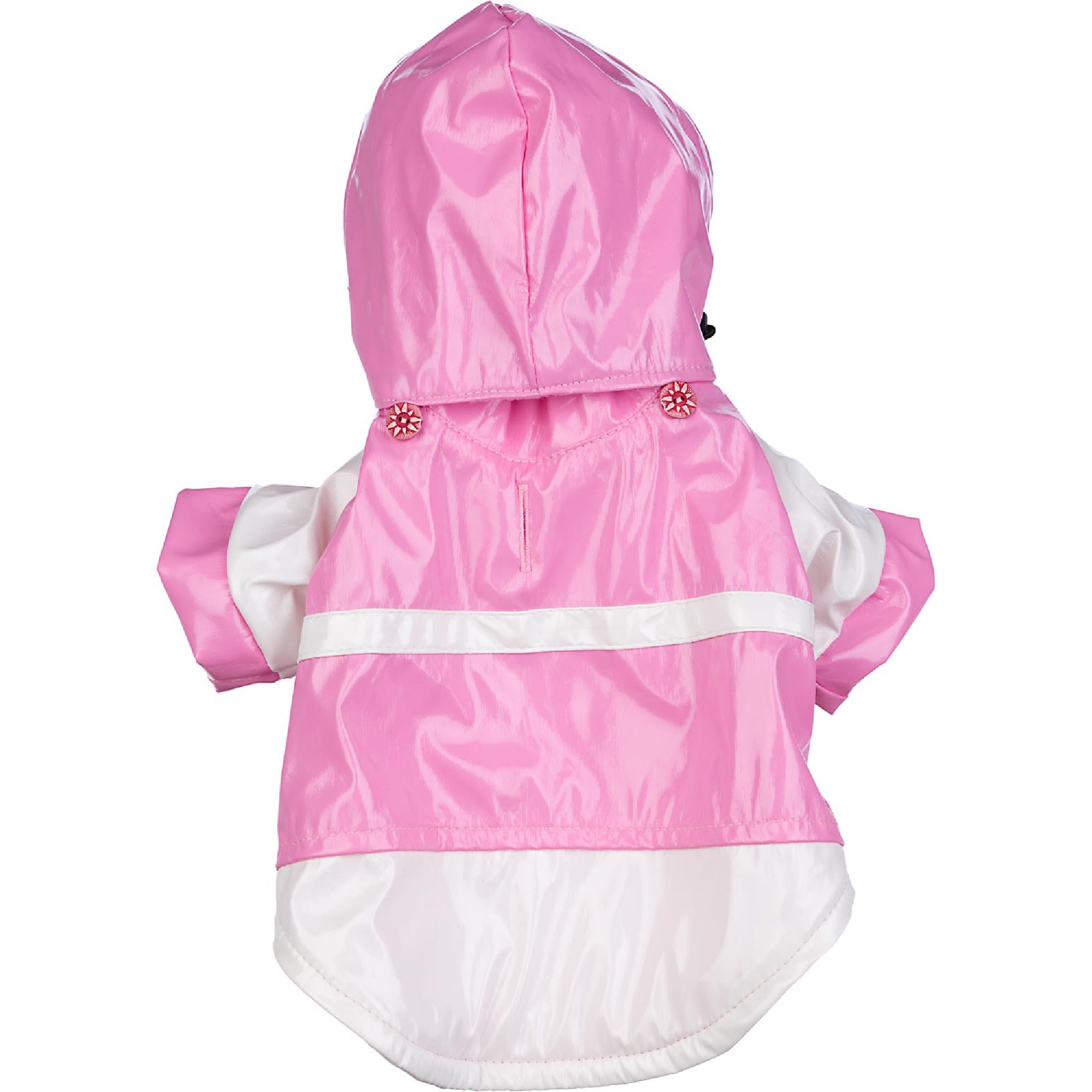 Pet Life Pink & White Two-Tone Pvc Waterproof Adjustable Pet Raincoat, Small