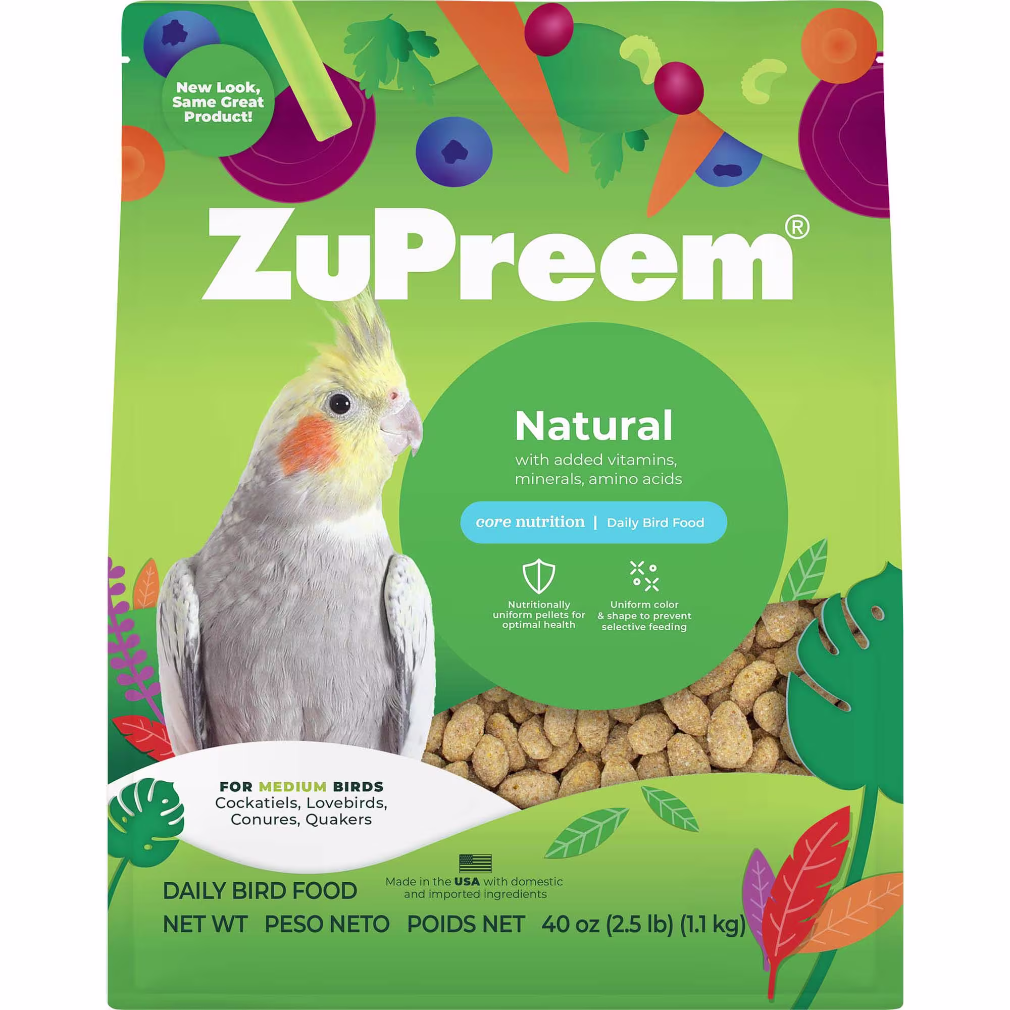 Cockatiel Parrot Food 50 Lb ZuPreem AvianMaintenance Natural Bird