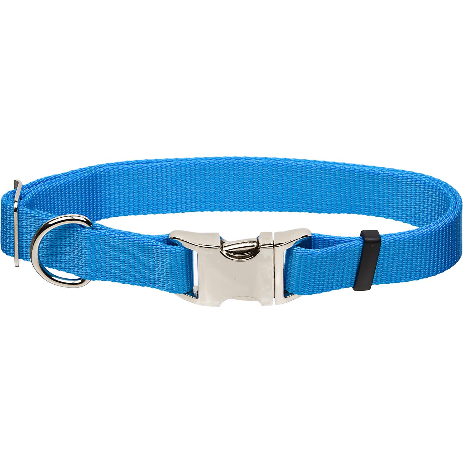 Coastal Pet Metal Buckle Nylon Adjustable Personalized Dog Collar in Light Blue, 5/8 Width