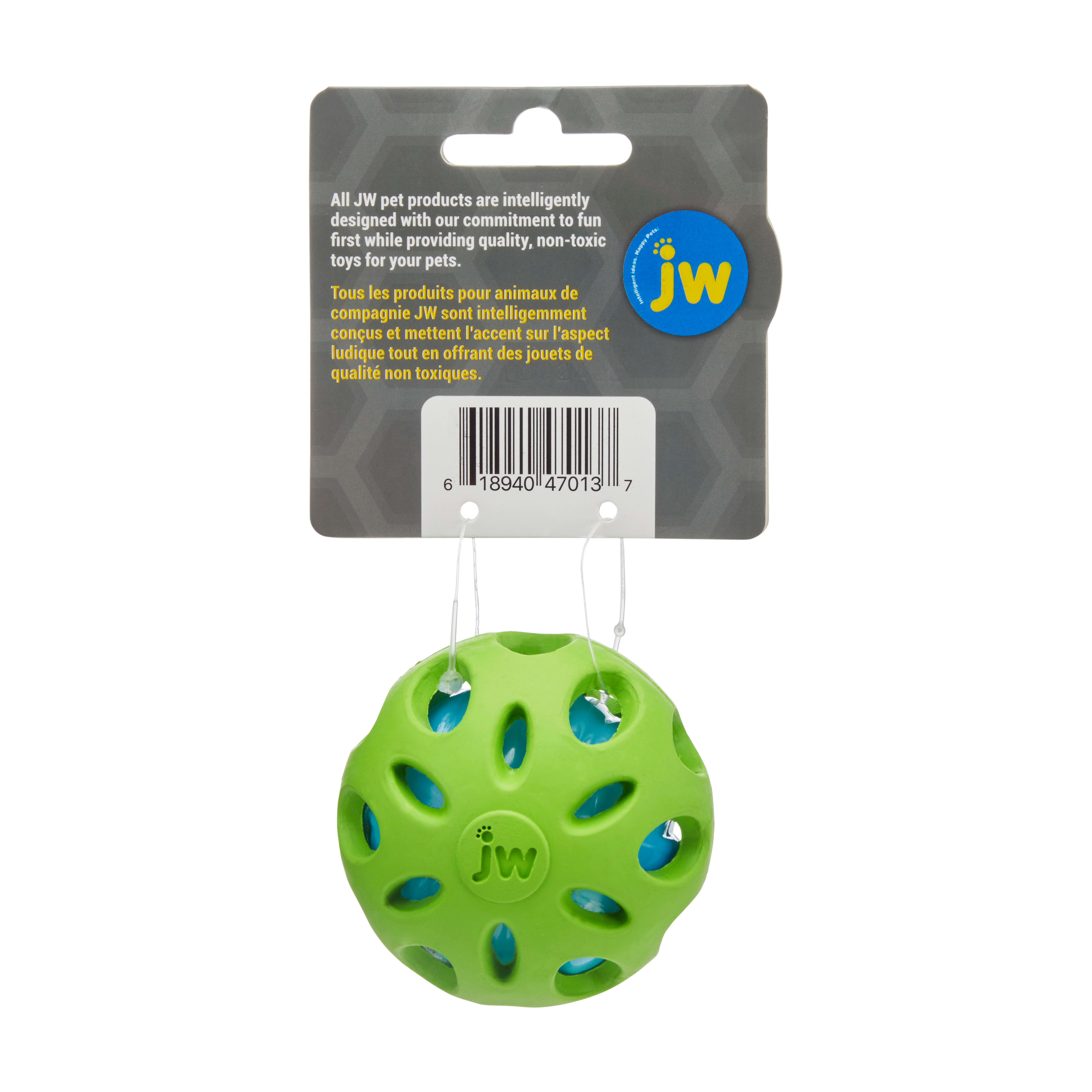 pelota para perros jw cracklke de caucho, pelota de malla para perros