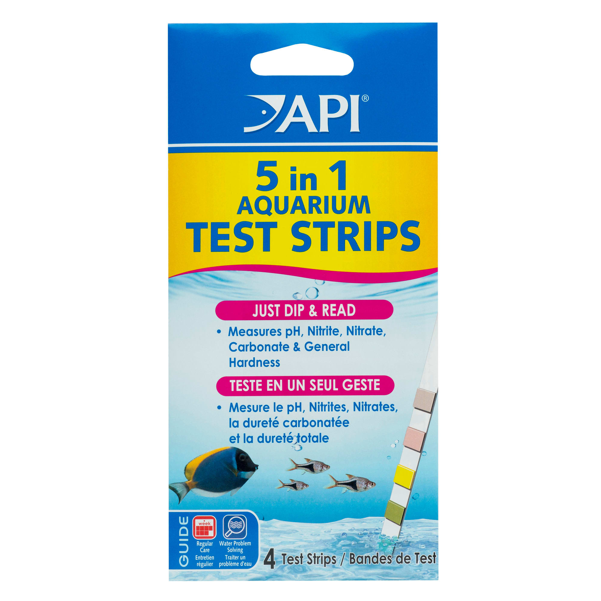 API 5 in 1 Aquarium Water Test Strips, 4 count