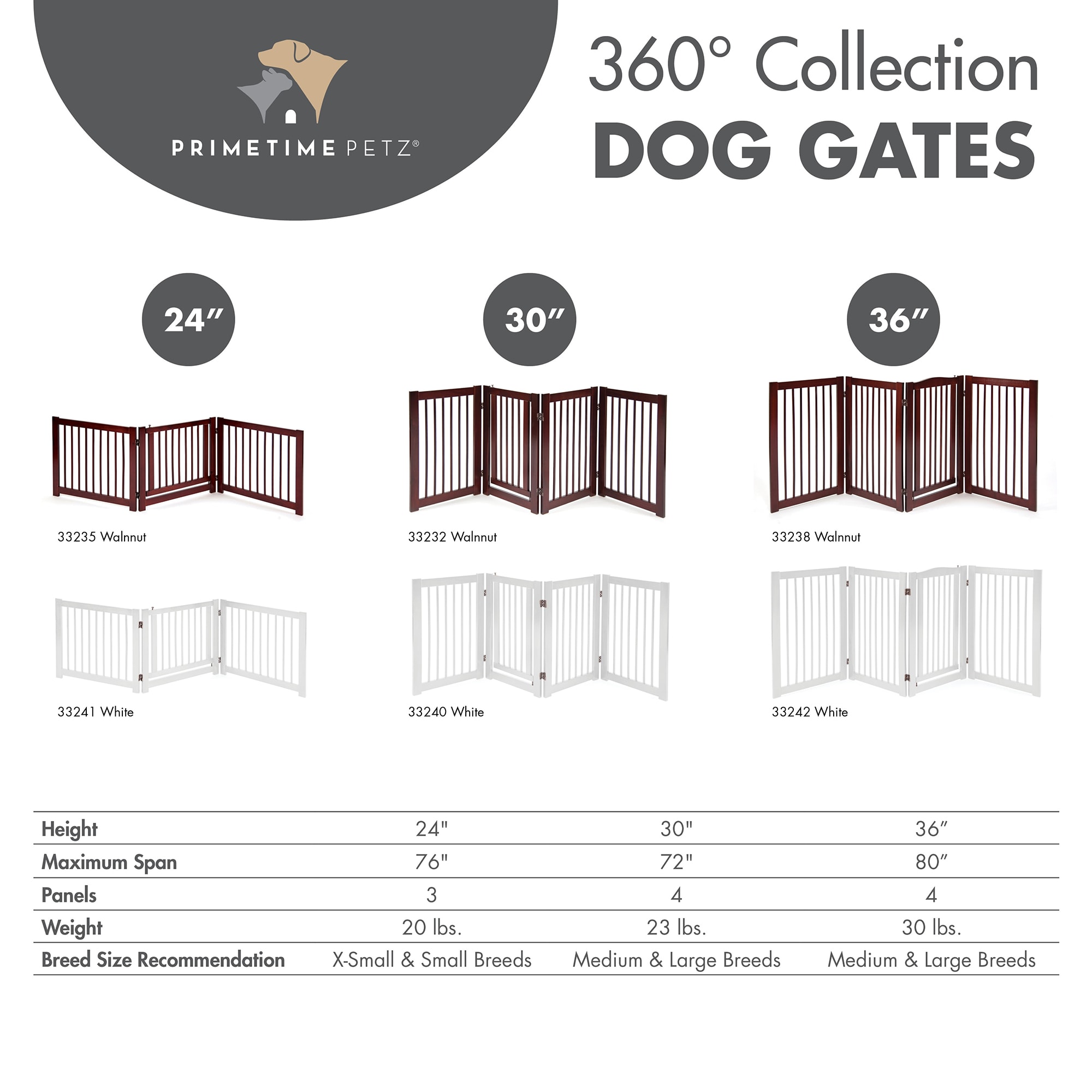 Primetime Petz 360 Configurable Pet Gate with Door, 36