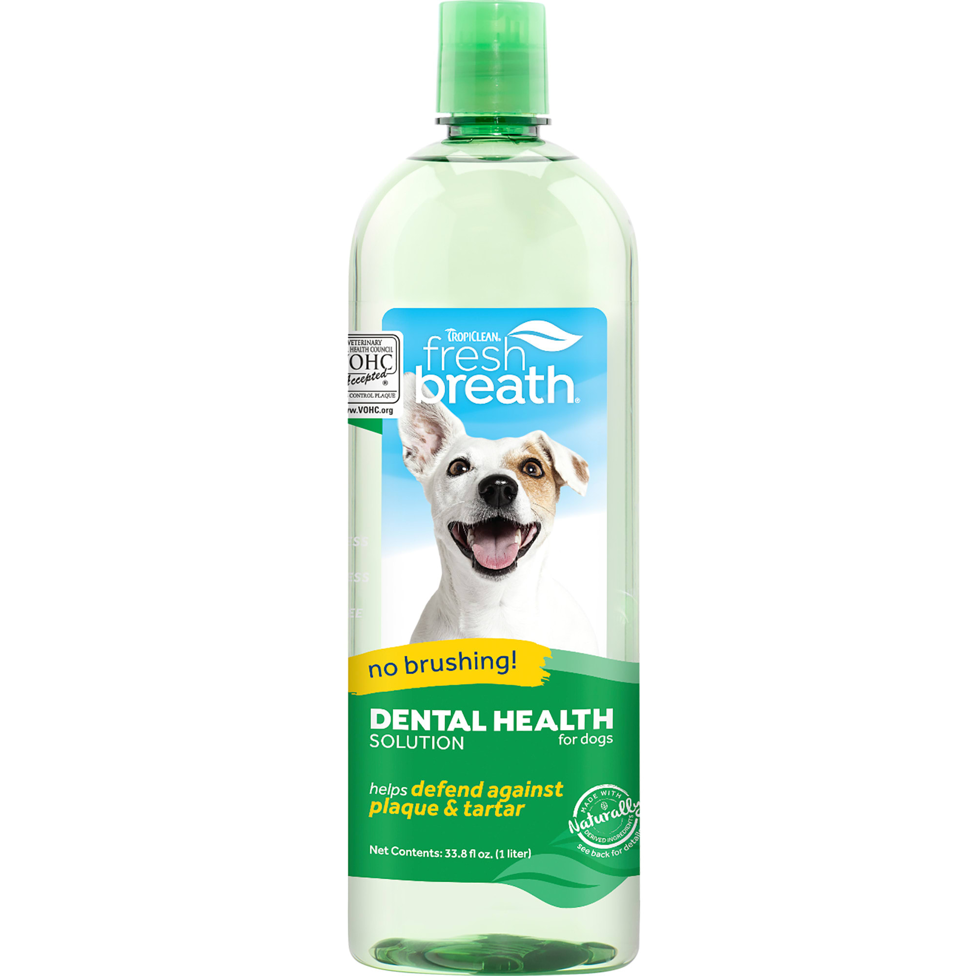 TropiClean Fresh Breath Dental Health Solution for Dogs, 33.8 fl