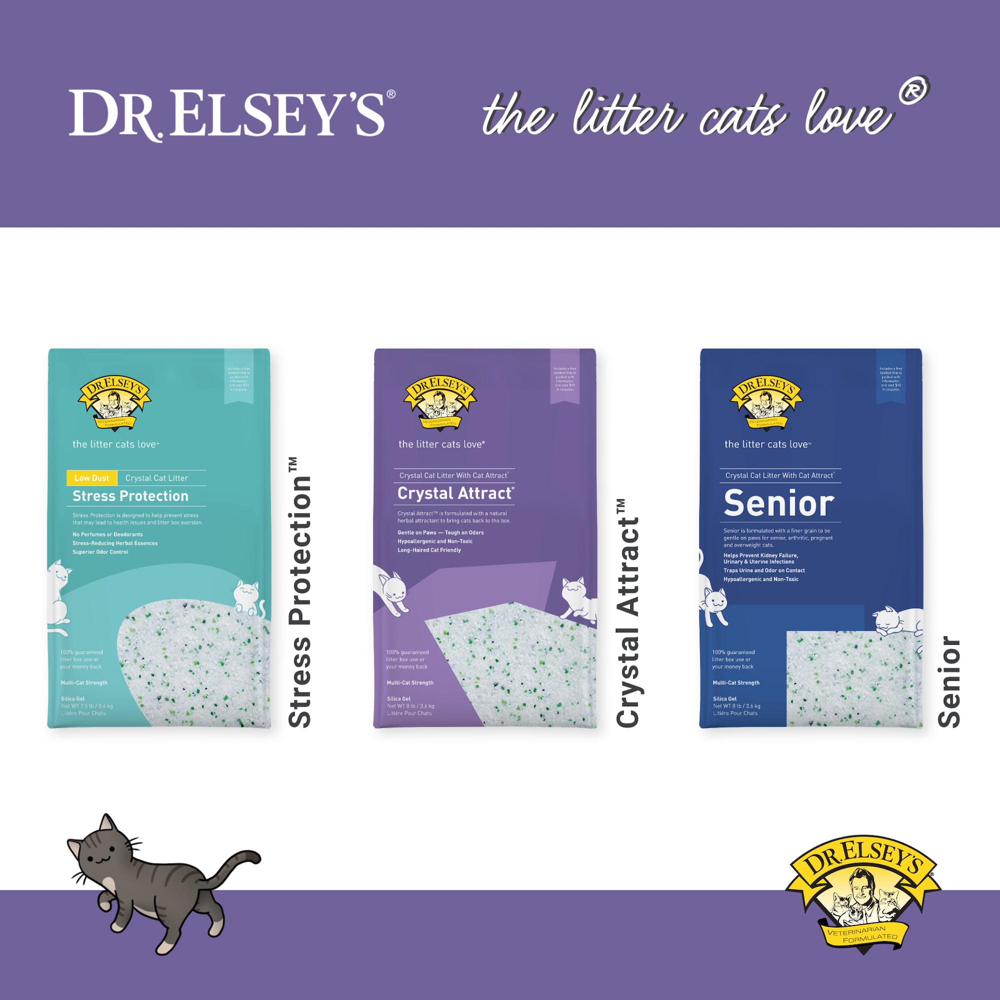 Dr. Elsey s Crystal Cat Litter 8 lbs for Long Haired Cats Multi Pet