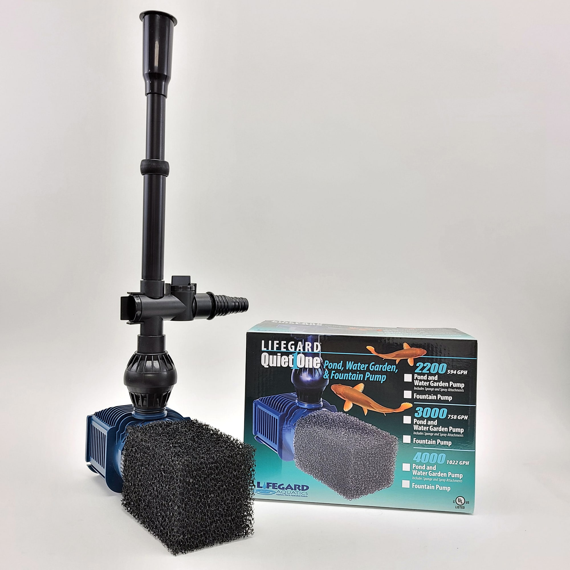 Lifegard Aquatics Quiet One Pond Pump, 594 GPH, 38 W, Blue