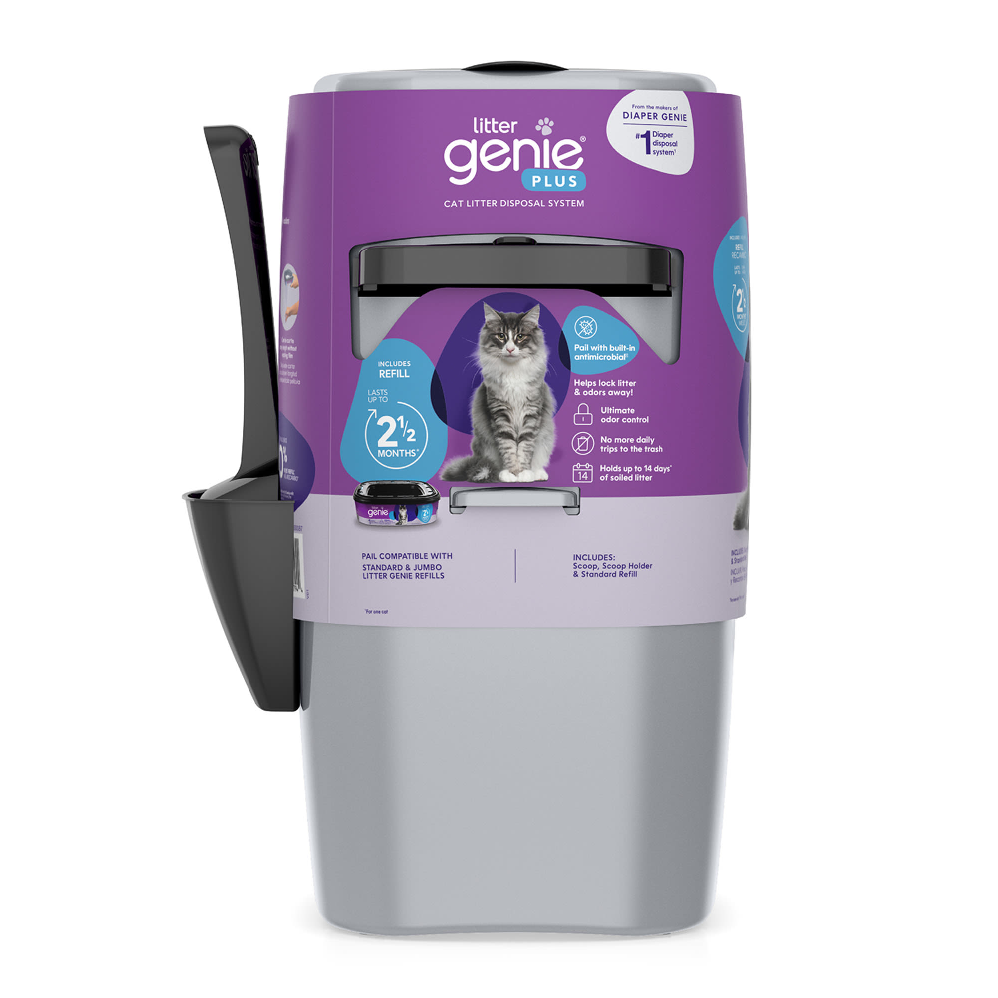Litter Genie Plus Cat Litter Disposal System in Silver, 8" L X 8" W X 17" H | Petco