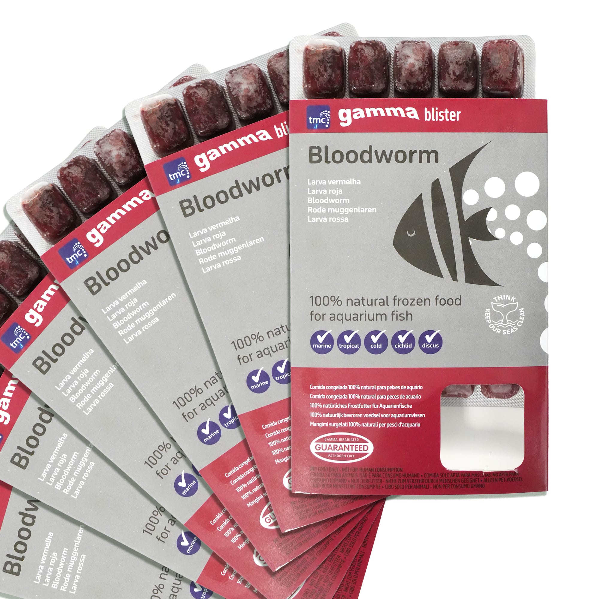 Tropical Marine Centre Gamma Frozen Food Bloodworm Blister Pack Fish Food,  570 Grams, Pack of 6