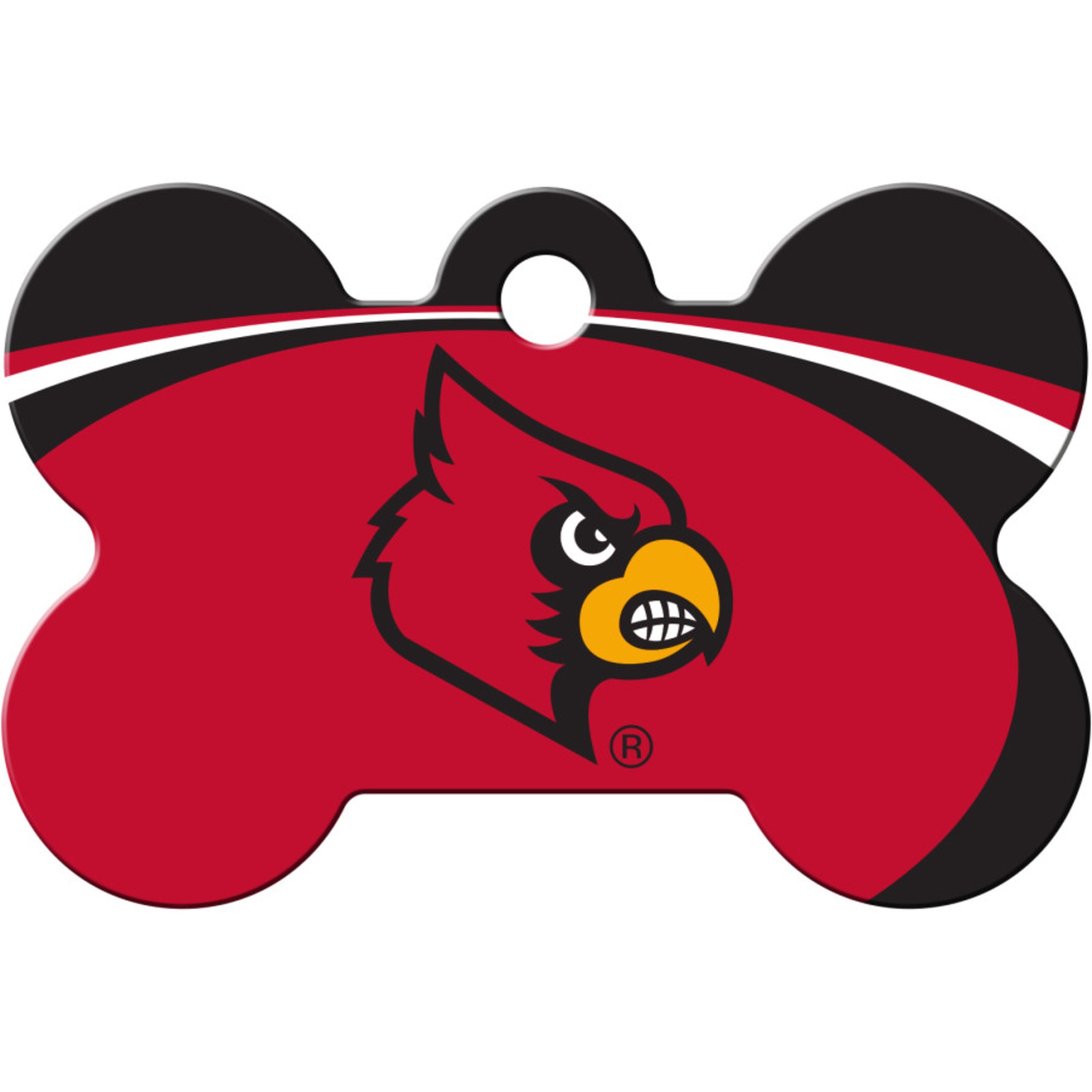 Quick-Tag Louisville Cardinals NCAA Bone Personalized Engraved Pet ID Tag,  1 1/2 W X 1 H