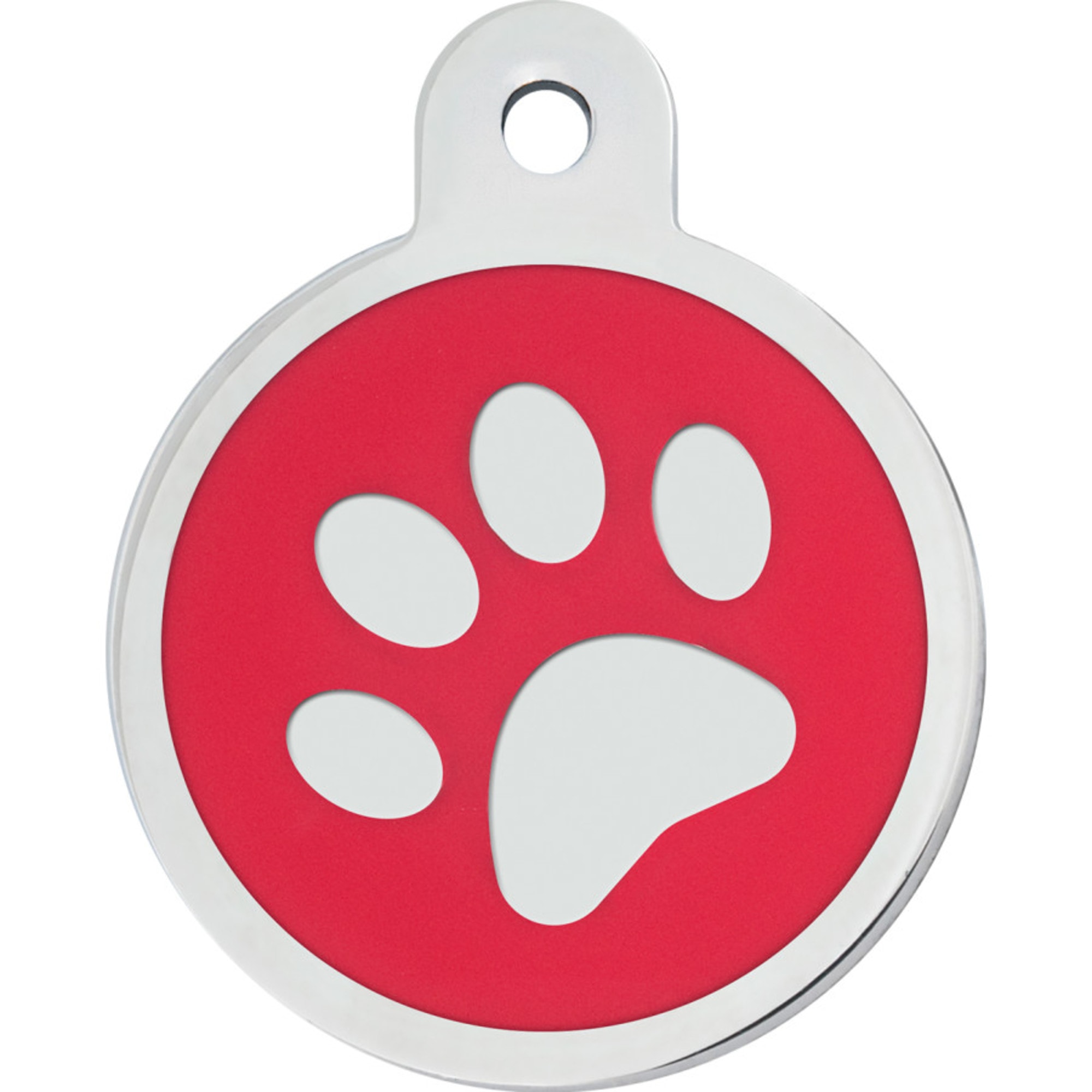 Quick Tag Large Red Paw Circle Personalized Engraved Pet ID Tag 1