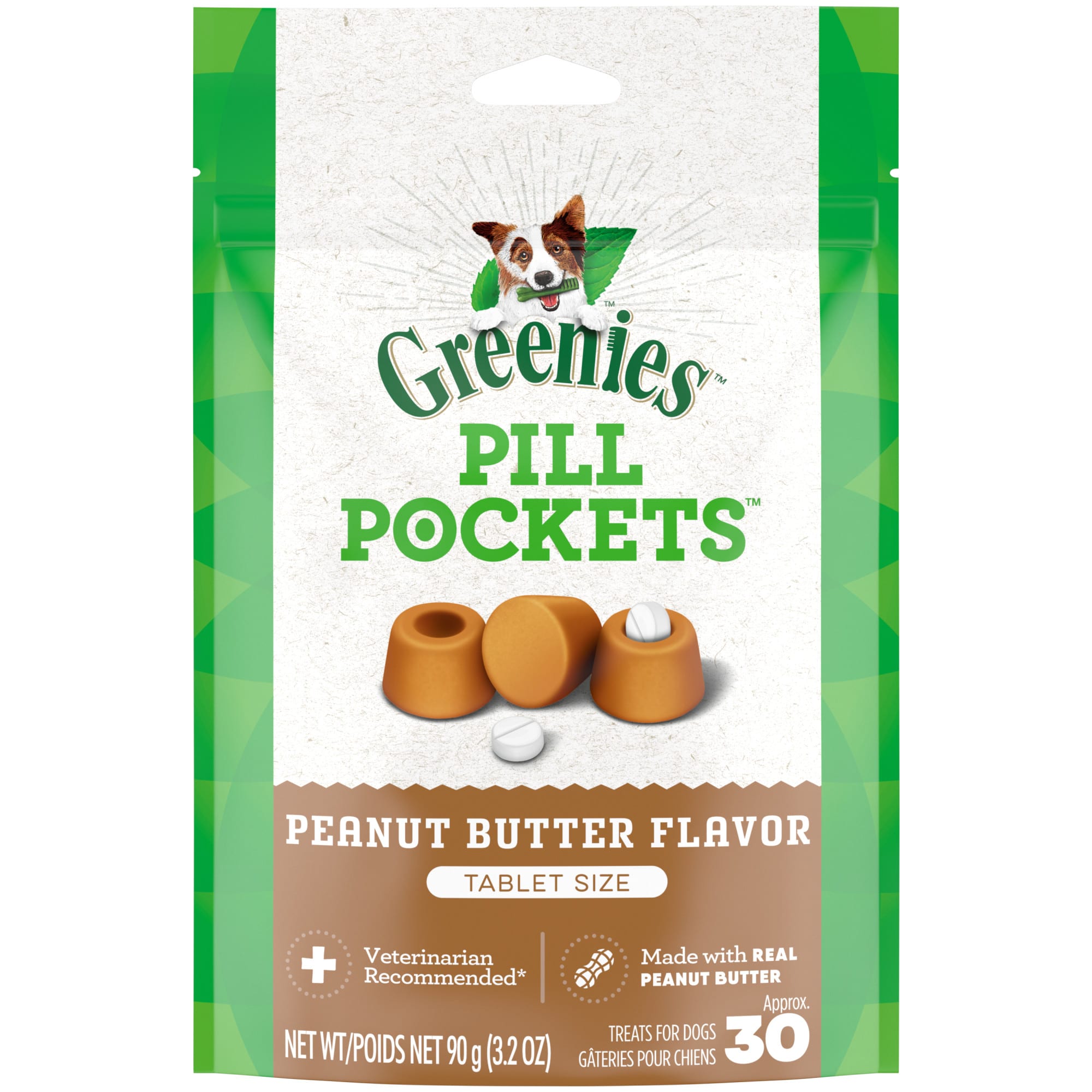 Greenies Peanut Butter Tablet Pill Pockets, 3.2oz (30 Treats)