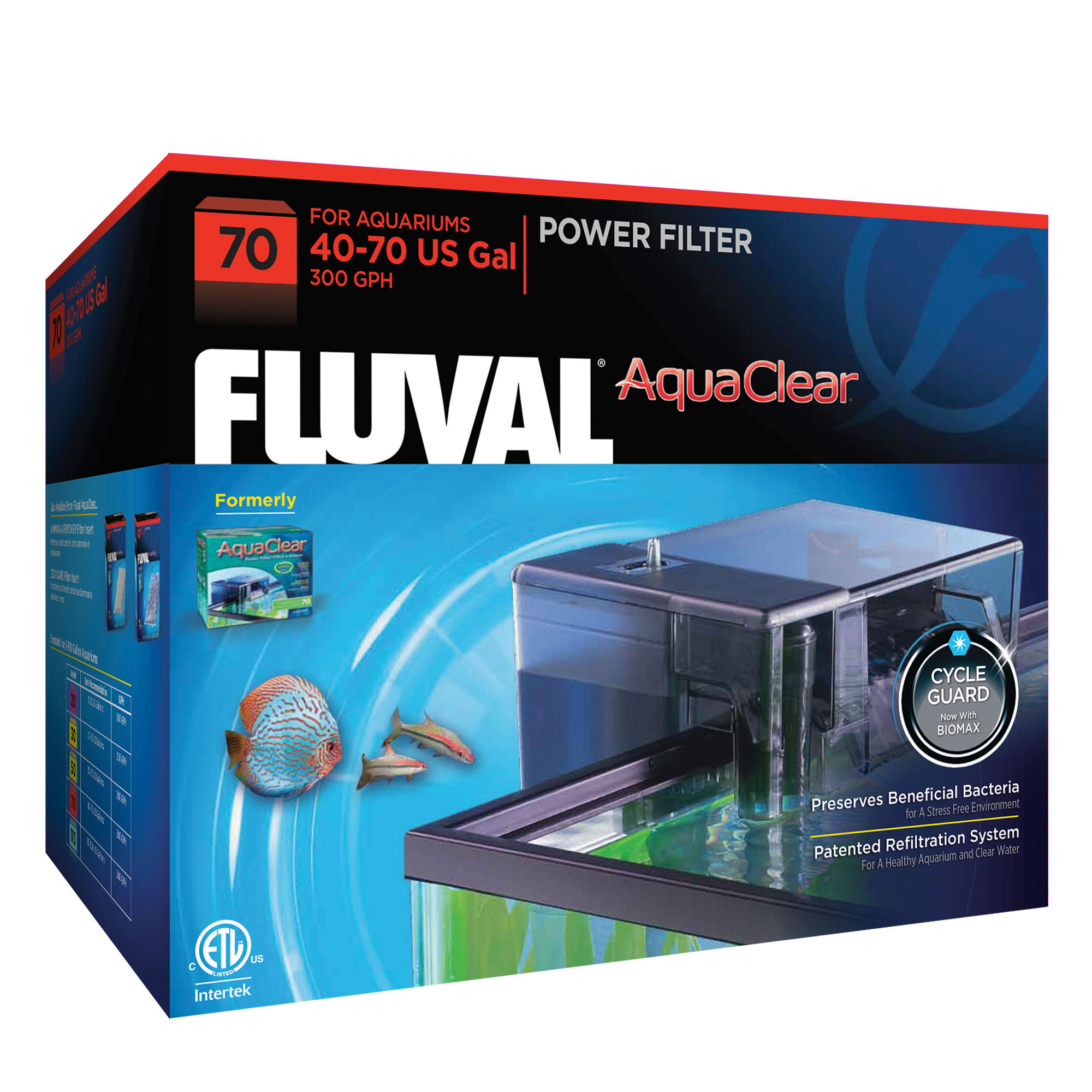 AquaClear 70 Power Filter, filtro de tanque de peces para acuarios de 40 a  70 galones