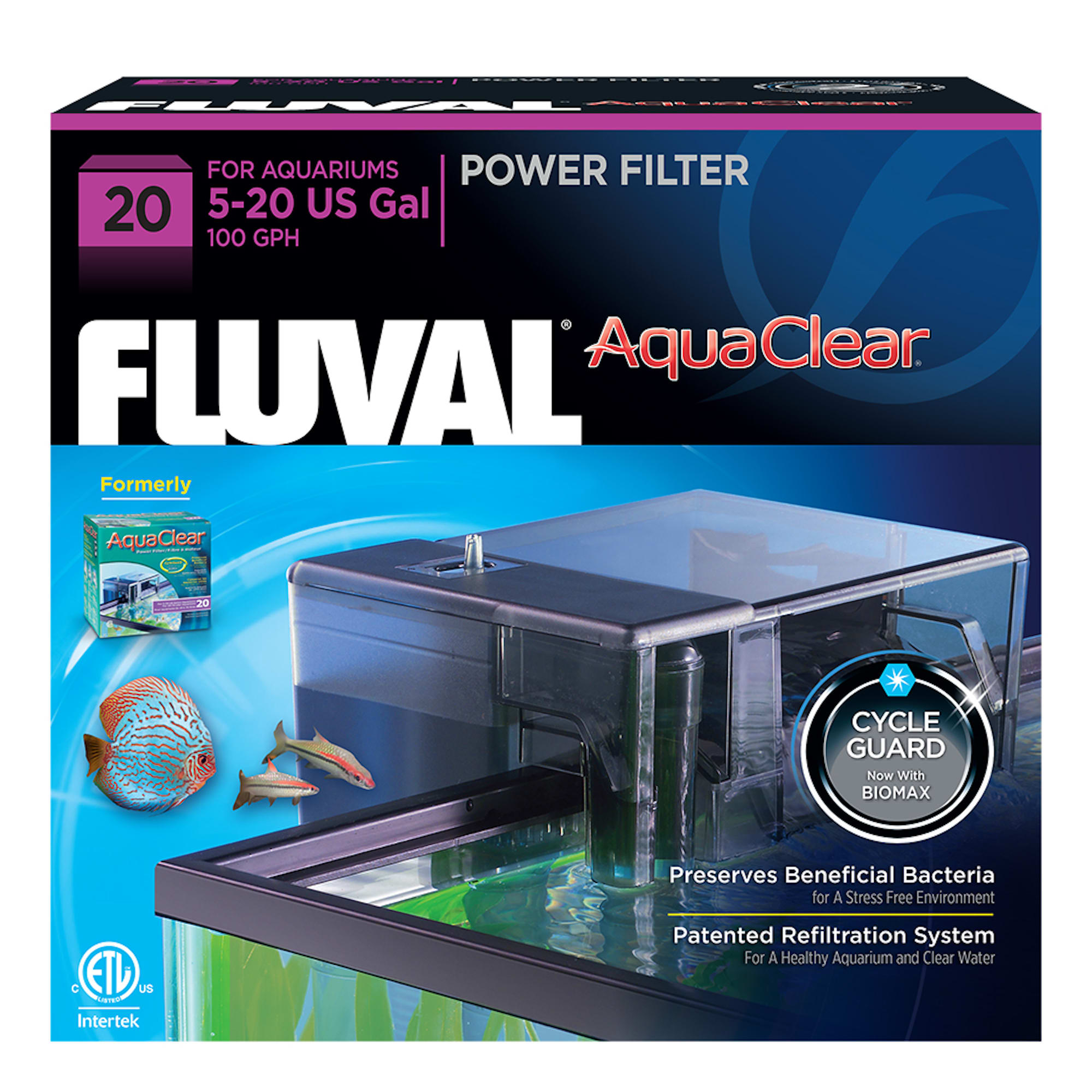 Remain aloud Dingy Fluval AquaClear Aquarium Power Filters, Model 20 | Petco