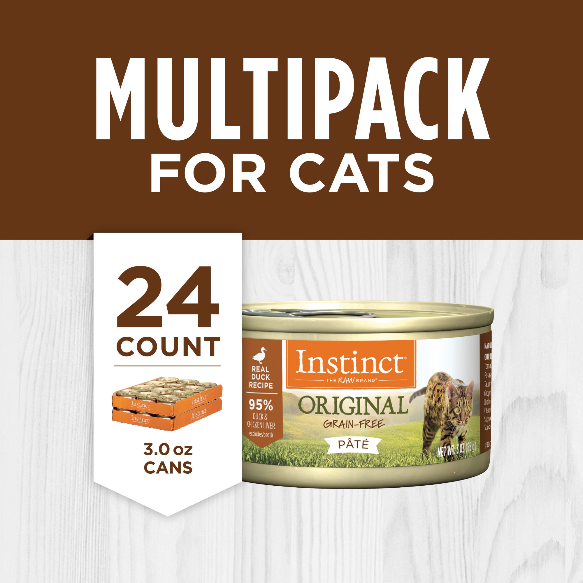 Instinct Original Grain Free Real Duck Recipe Natural Wet Canned Cat Food 3 oz. Case of 24