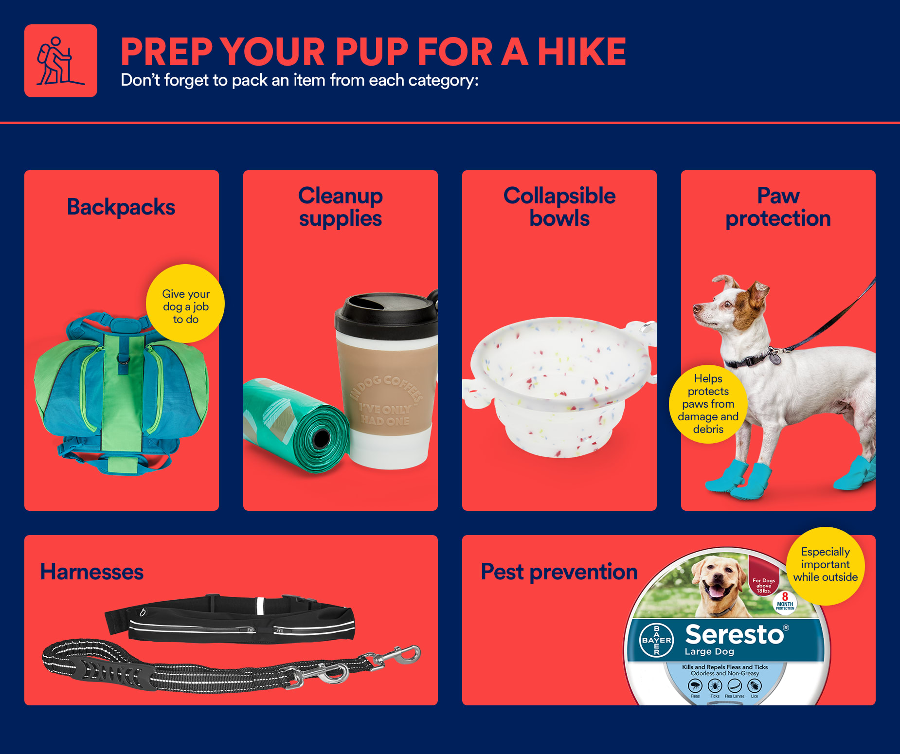 Dog hiking clearance supplies