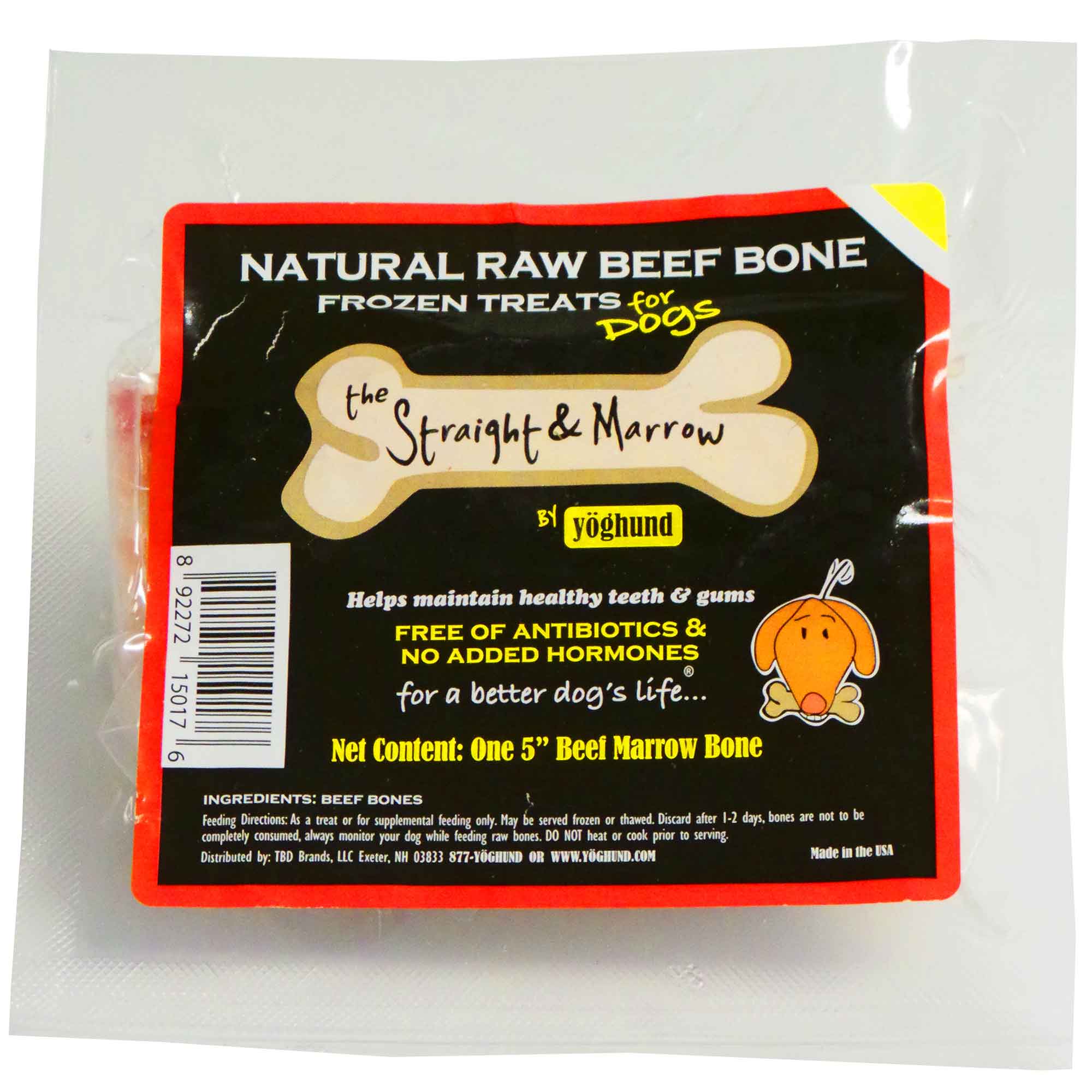 Yoghund 5" Raw & Frozen Beef Marrow Bone for Dogs