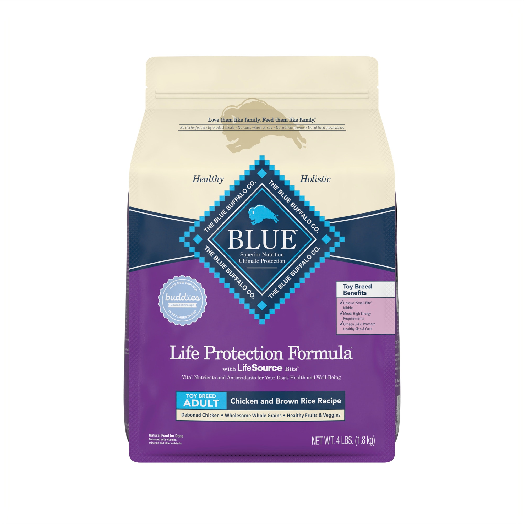 Blue Buffalo Blue Life Protection Formula Toy Breed Adult Chicken Brown Rice Recipe Dry Dog Food 4 lbs