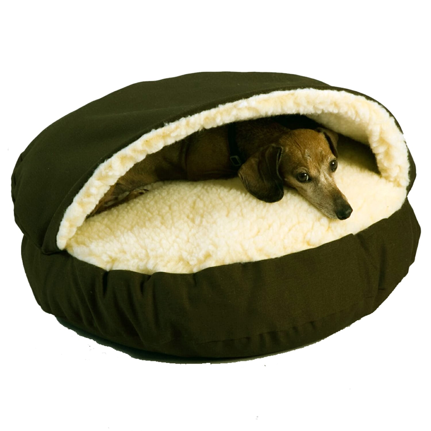 Snoozer Luxury Orthopedic Cozy Cave Pet Bed, 25" L X 25" W X 25" H, Khaki   Cream Petco