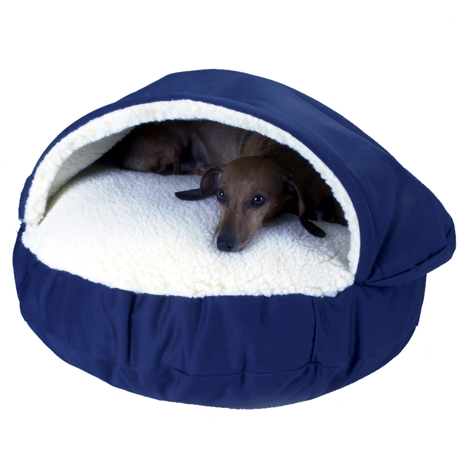 Snoozer Orthopedic Cozy Cave Pet Bed in Navy & Cream, 25" L x 25" W Petco