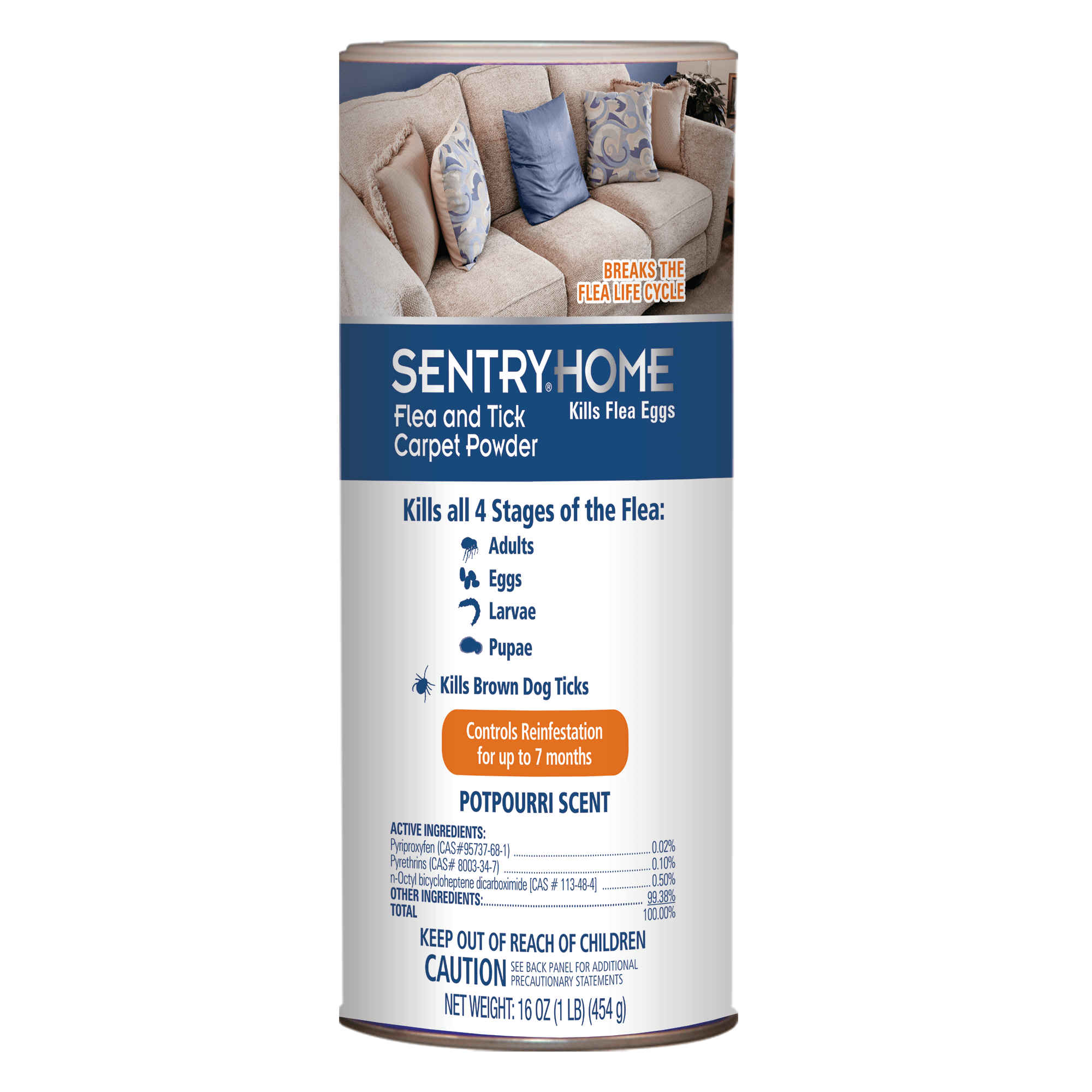 Sentry Home Flea Tick Potpourri Scent Carpet Powder 16 Oz Petco