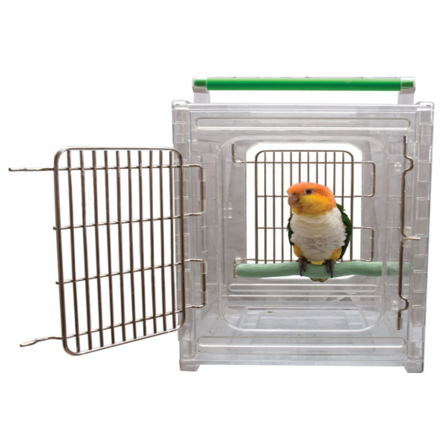 Parrot Pet Bird Macaw Travel Cage Carrier See Through Panels 